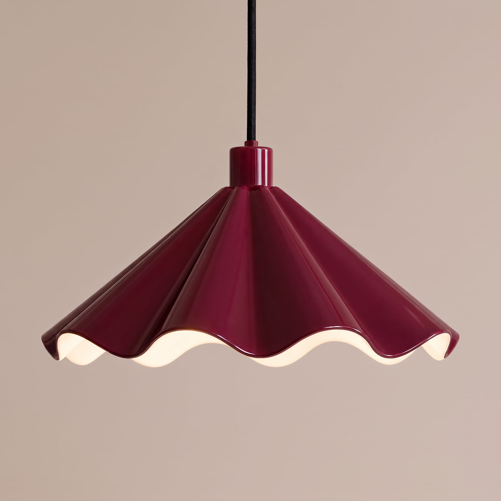 Lampă suspendată Lindby Lilliet, Ø 34 cm, roșu închis, metal, E27