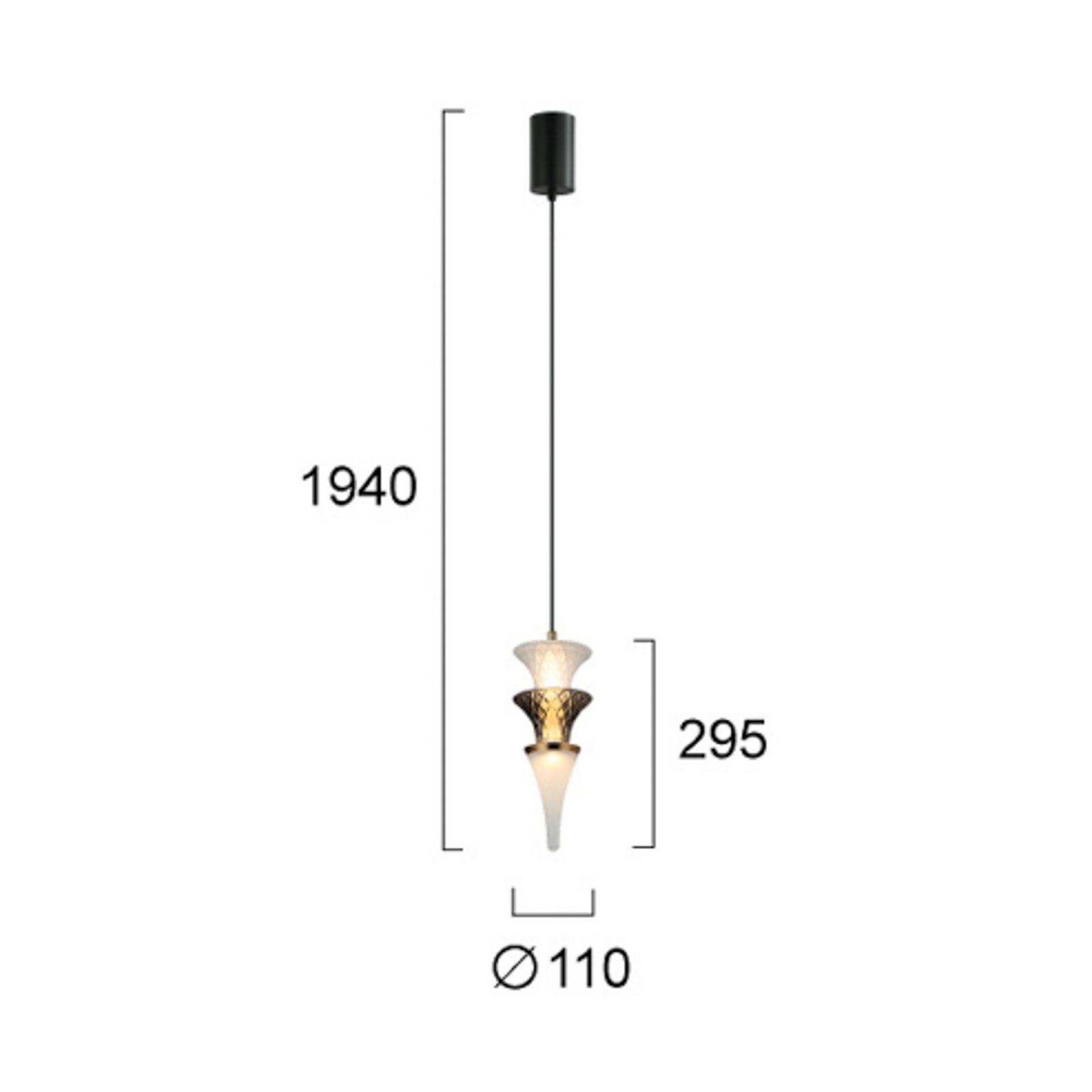LED-pendellampe Venera, høyde 29 cm, hvit/brun, glass