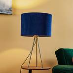 stolní lampa Monaco, trojnožka zlatá, modrý samet