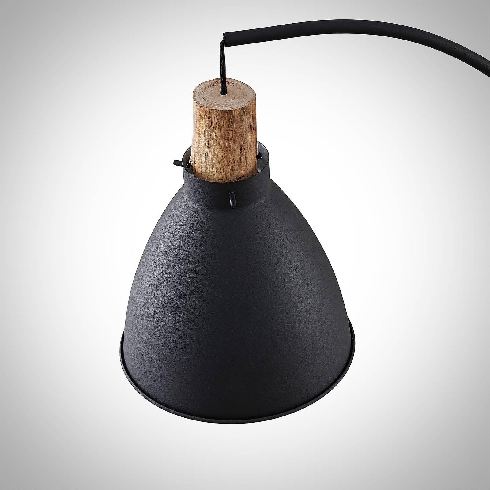 Lampa stojąca Lindby Trebale, czarny, drewno, 154 cm, E27