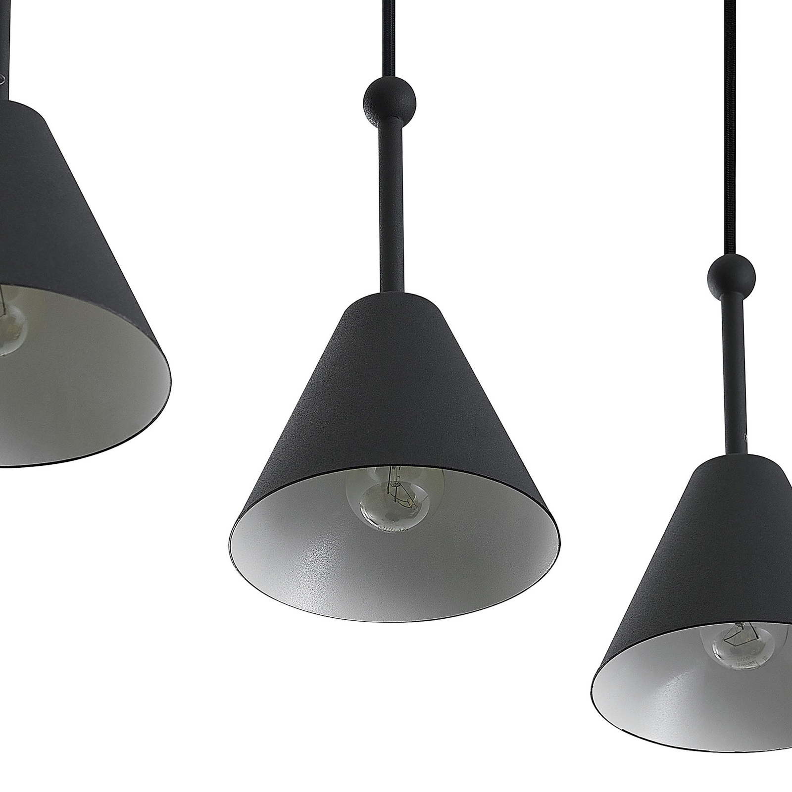 Lucande Phina hanglamp in zwart, 4-lamps