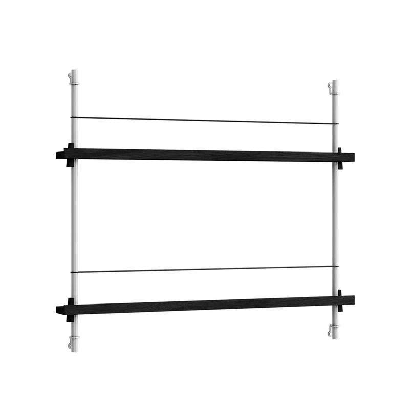 Moebe - Magazine Shelving 65 Regal Black/Stainless Steel