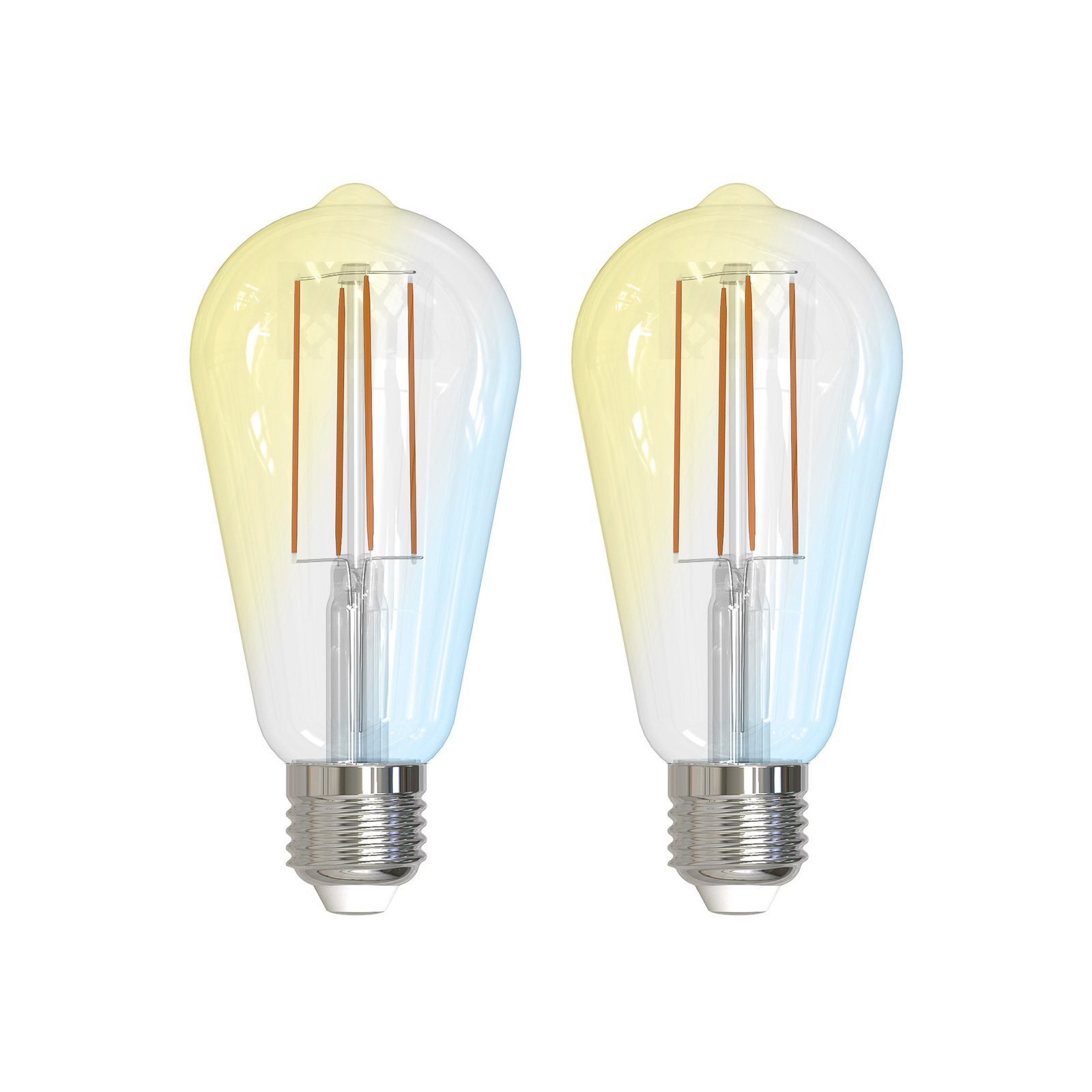 Prios LED-Filamentlampe E27 ST64 7W WLAN klar 2er