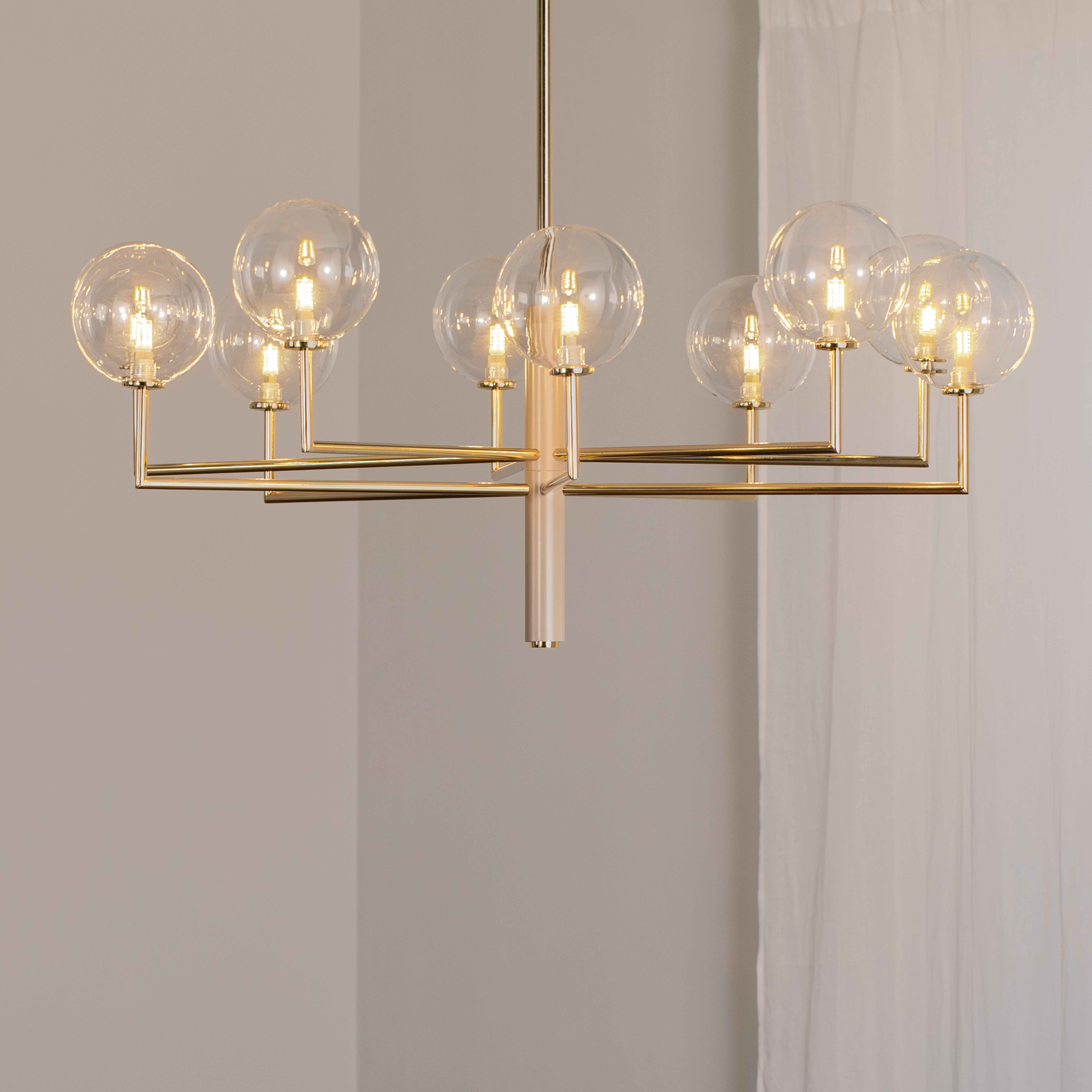 Kronleuchter Feme, goldfarben, Glas, 10-flammig, G9