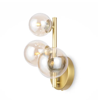 Maytoni vägglampa Dallas, guld/klar 3 lampor glas höjd 25,5 cm