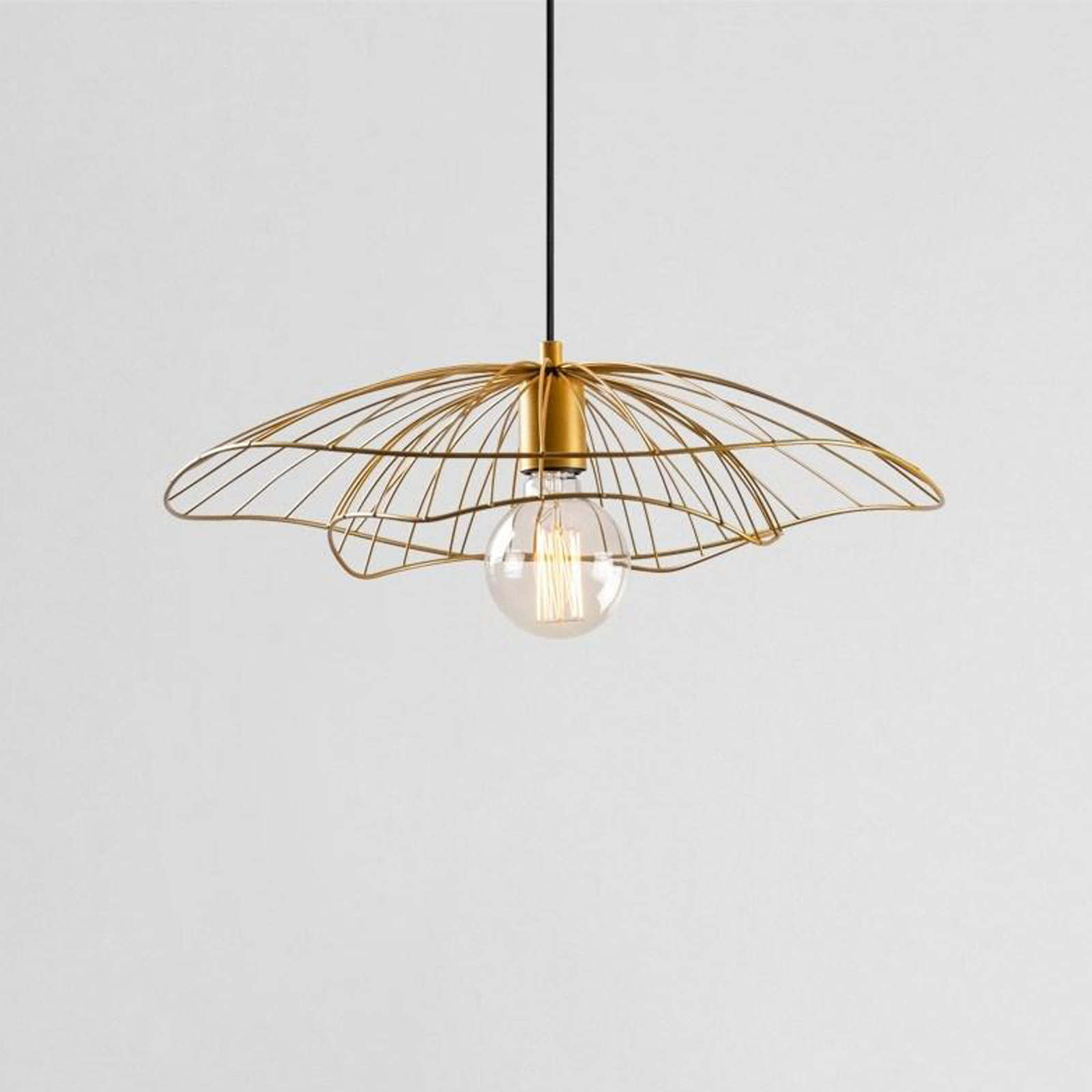 Pendant light Tel 6502, gold-coloured, metal, Ø 50 cm