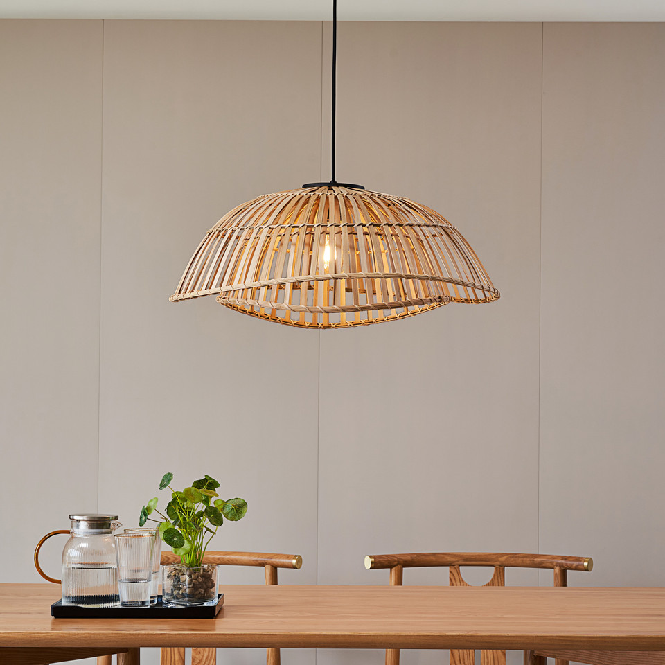 Lindby Ilajus pendellampa Ø62 Bamboo, trä från Lindby