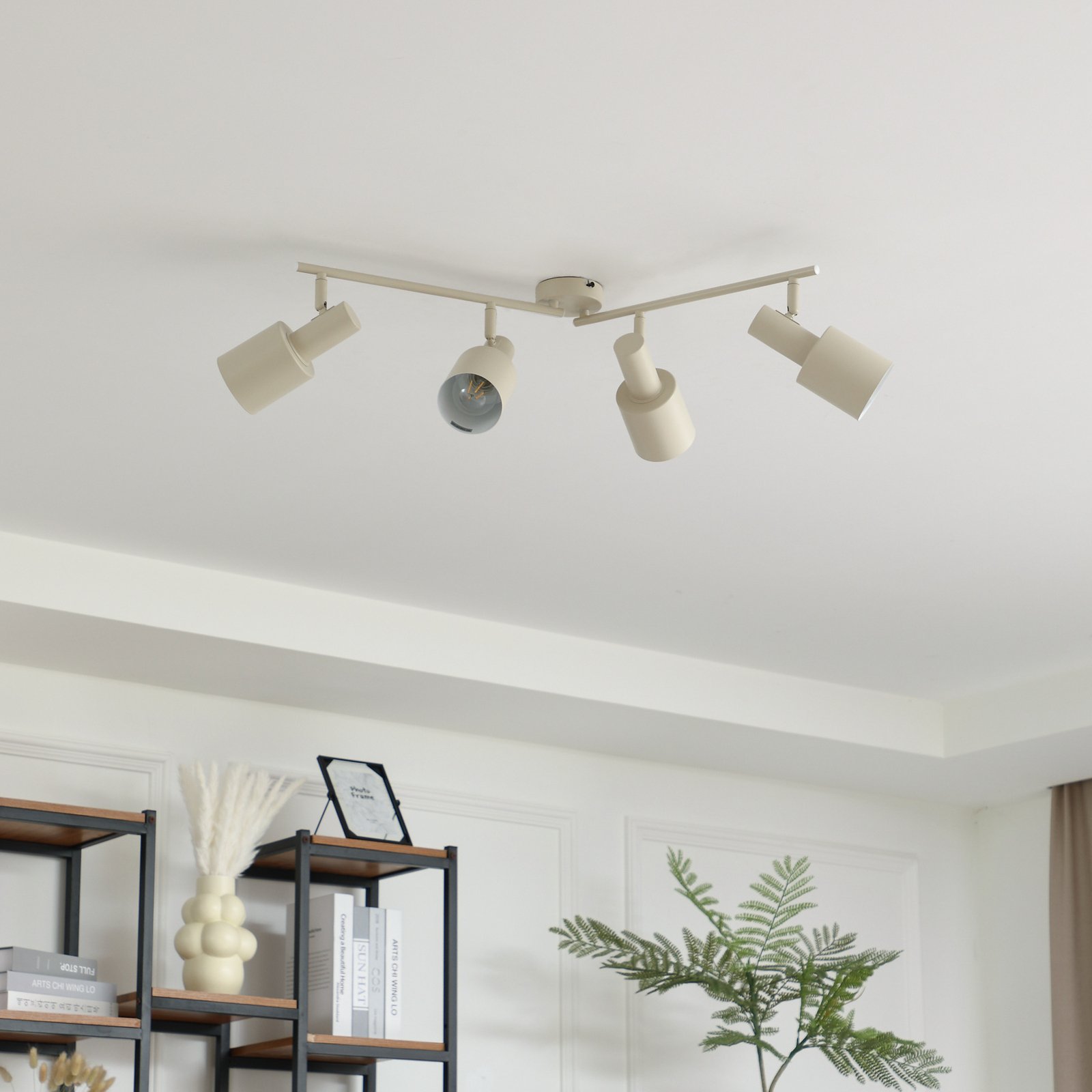 Lindby spot pour plafond Ovelia, beige, long, 4 lampes