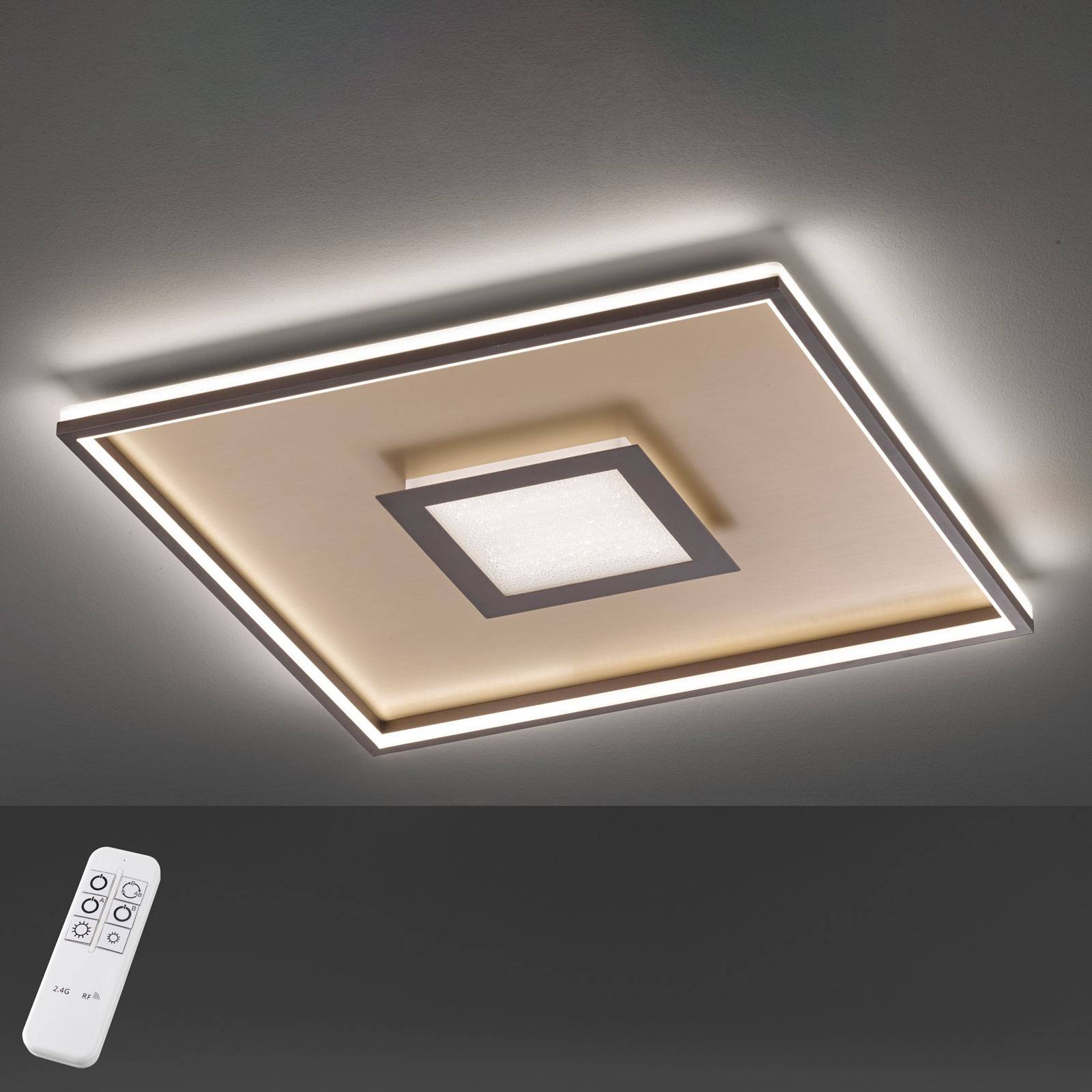 Fischer & Honsel LED ceiling light Bug square, rust 60x60cm, for Living / Dining Room, metal, 45 W, energy efficiency: A+, L: 60 cm, W: 60 cm, H: 7.5 cm