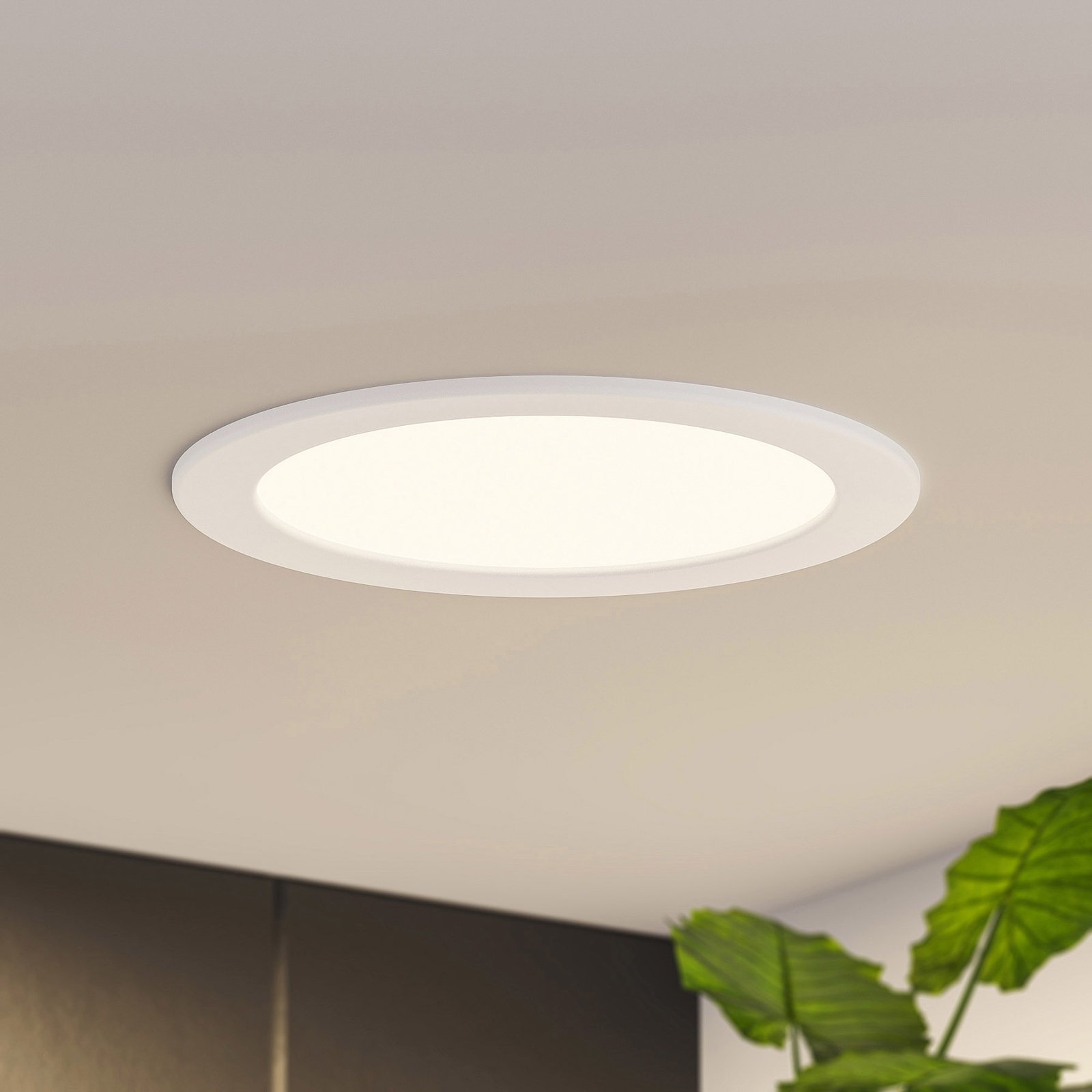 Lámpara empotrable Prios LED Cadance, blanca, 22 cm, 3 unidades, atenuable