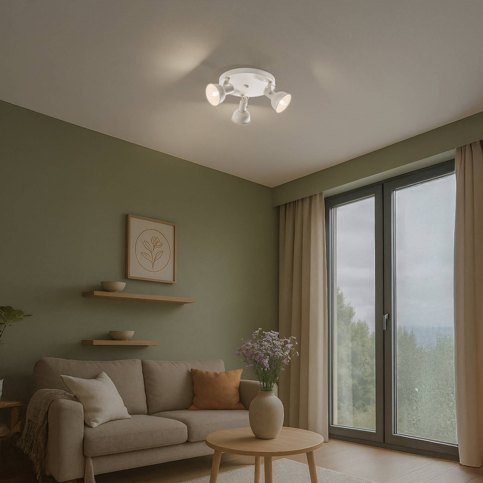  Argon Argon Trogir Ceiling Light, Beige, 3-bulb, Steel, ø 30 Cm 