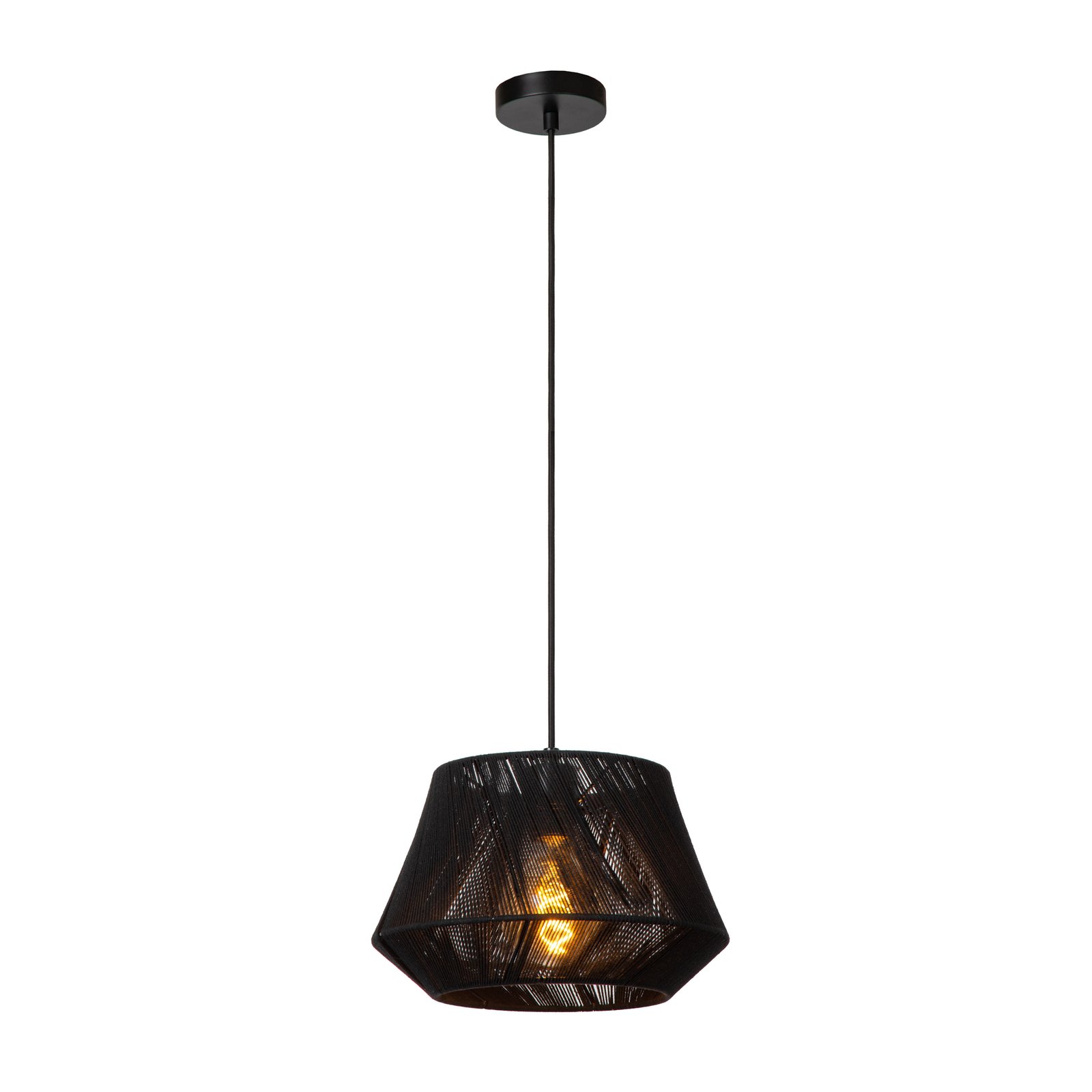 Suspension Jessica, noir, 1 lampe, Ø 30 cm, coton