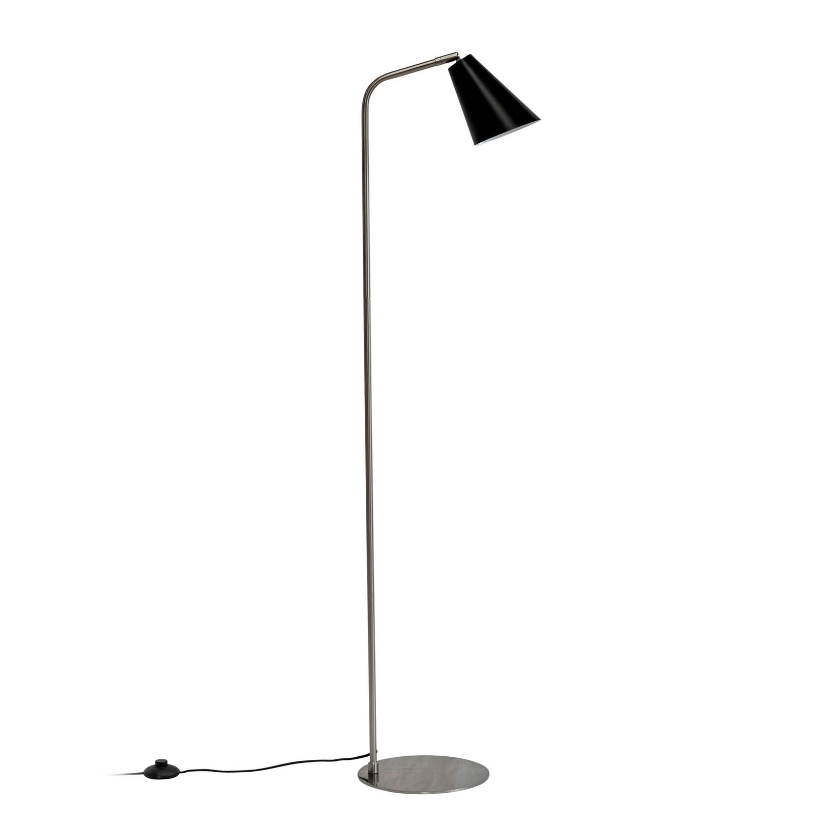 Lampada da terra Dyberg Larsen Oswald, nero/acciaio, altezza 135 cm