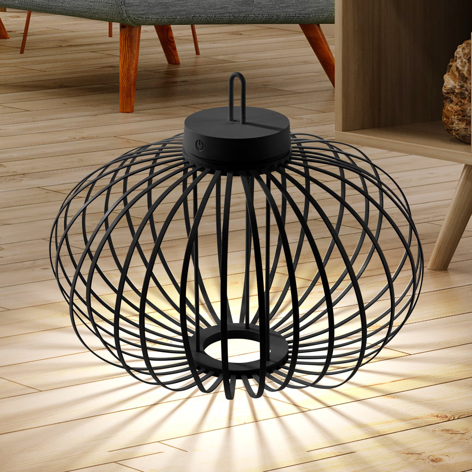 JUST LIGHT. "Akuba" įkraunama LED stalinė lempa juoda 37 cm bambukas