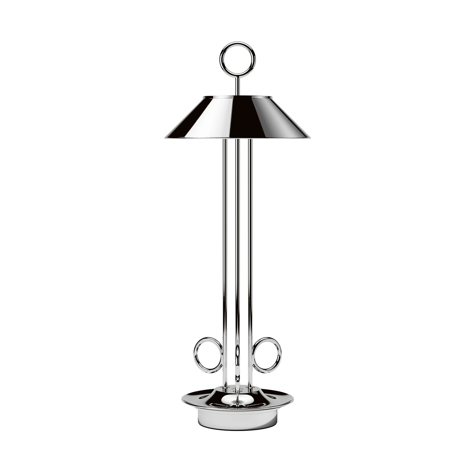Candeeiro de mesa recarregável LED Nudiderot, cromado, alumínio, IP54, regulável