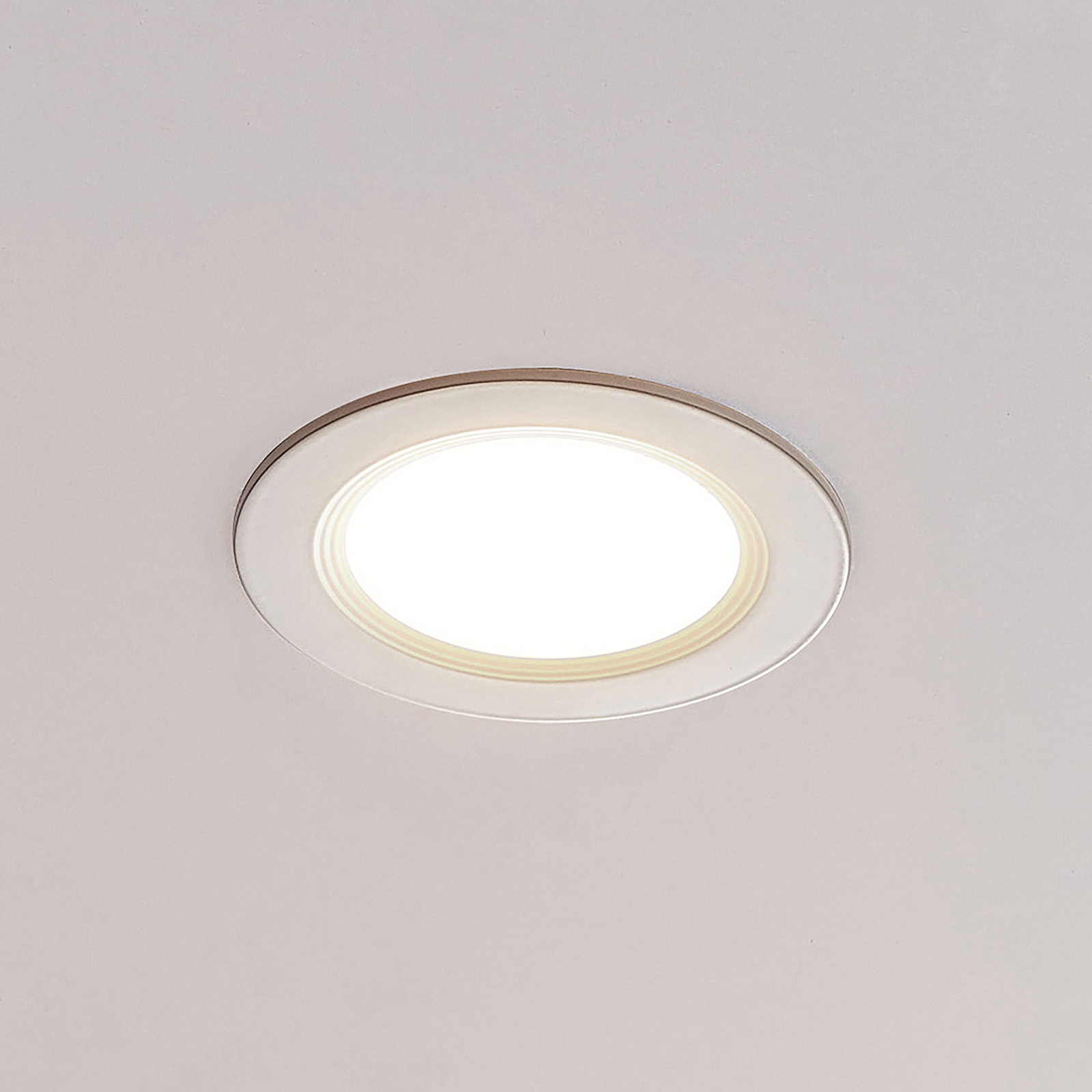 ELC Pan LED integrated panel round, 3,000 K Ø 12cm, for Living / Dining Room, aluminium, plastic, 6 W, energy efficiency: A+, H: 1.25 cm