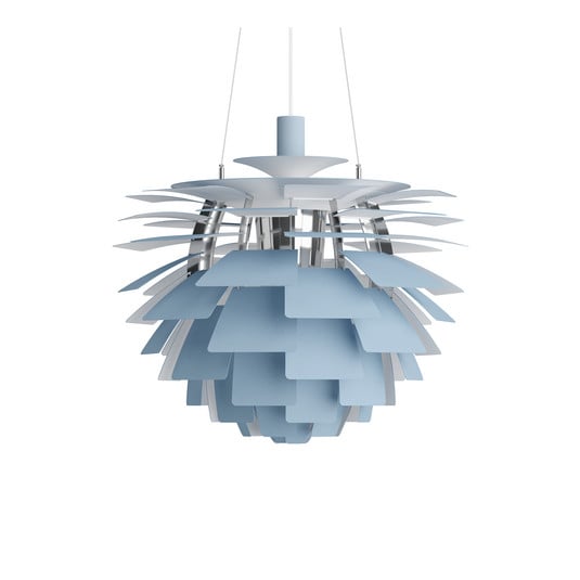 Żyrandol PH Artichoke, niebieski/chromowany, Ø 60 cm – Louis Poulsen