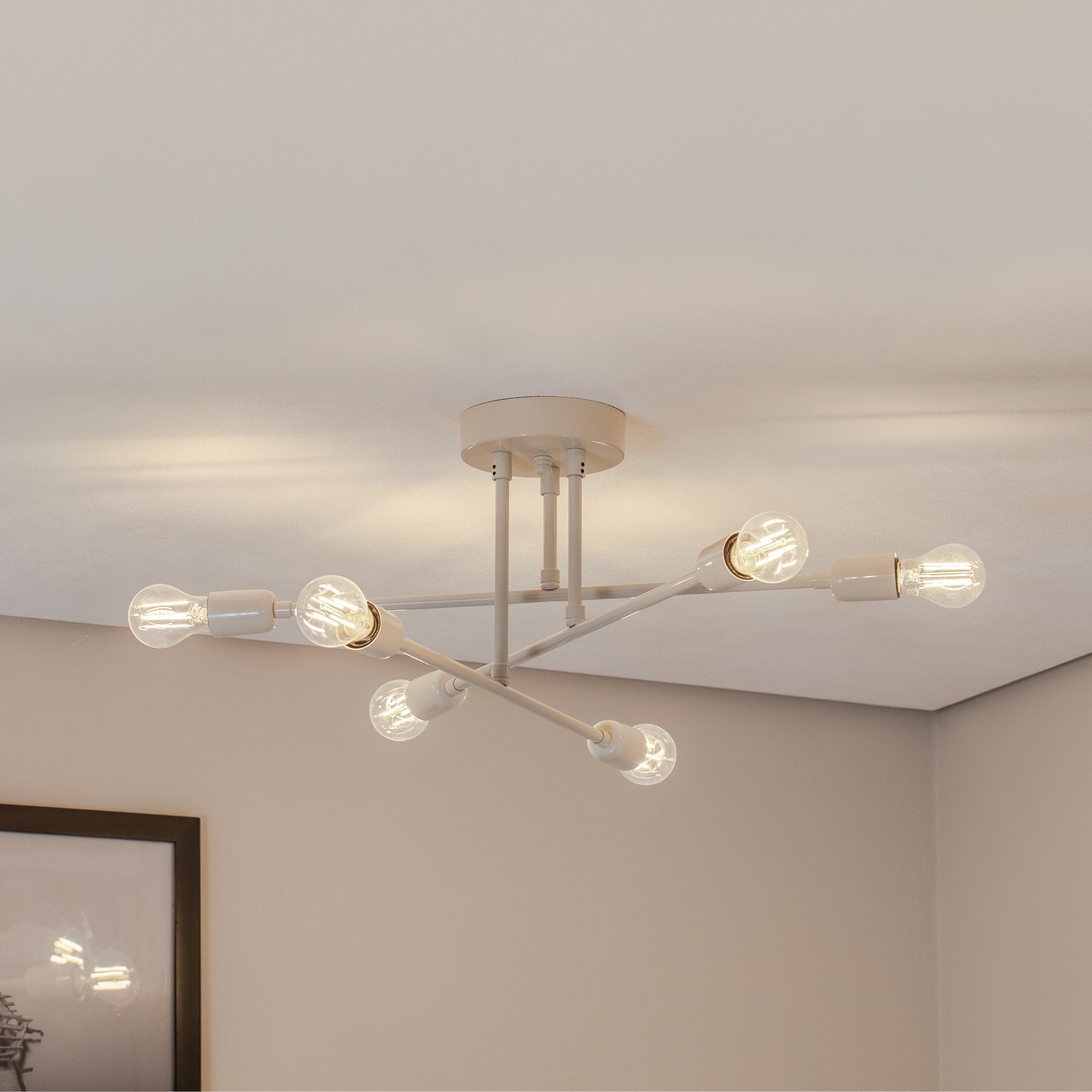 Opviq Plafonieră Flower 177 crem metal 6 becuri - Camera de zi / sufragerie - Modern - alb crem