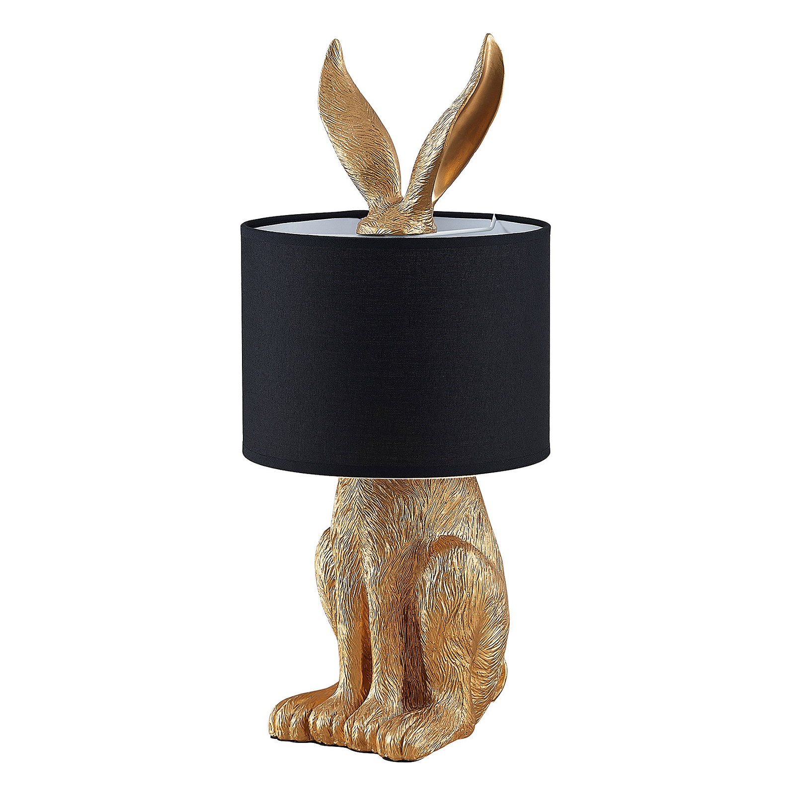 Lindby Lorentina fabric table lamp, rabbit, gold Lights.co.uk