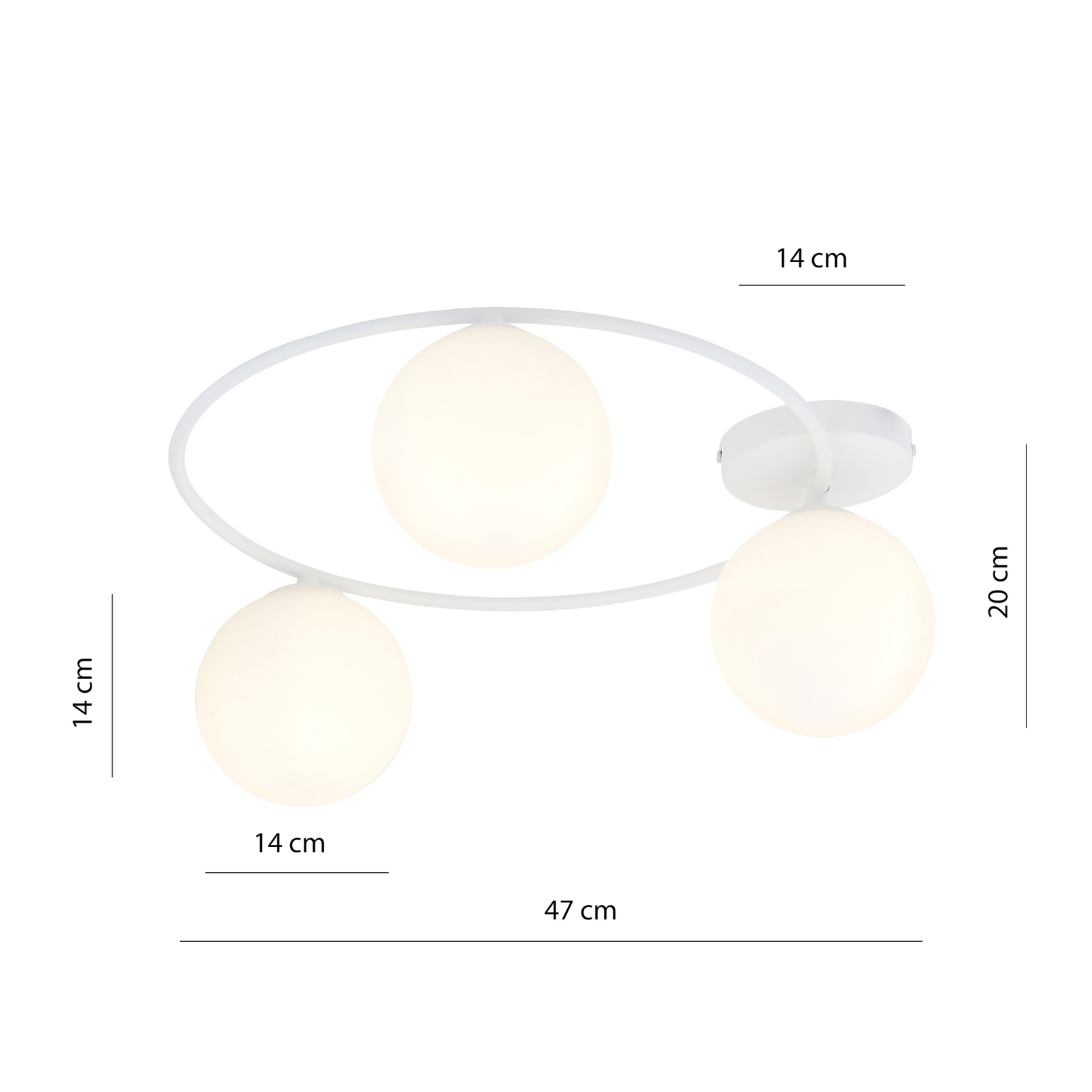 Plafondlamp Ascella, 3-lamps, wit/opaal