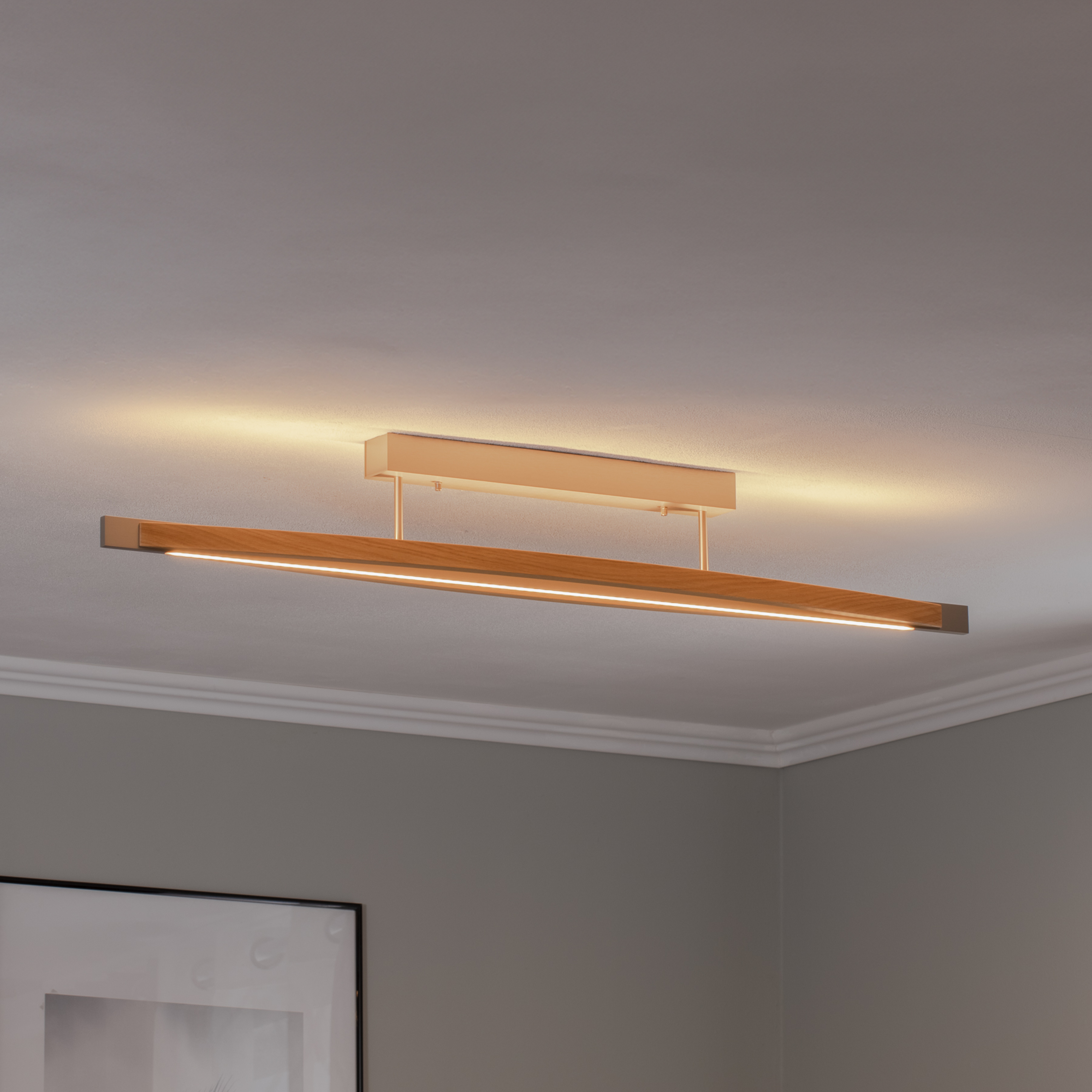 Plafonieră Quitani LED Kiera, stejar/nichel, 38W