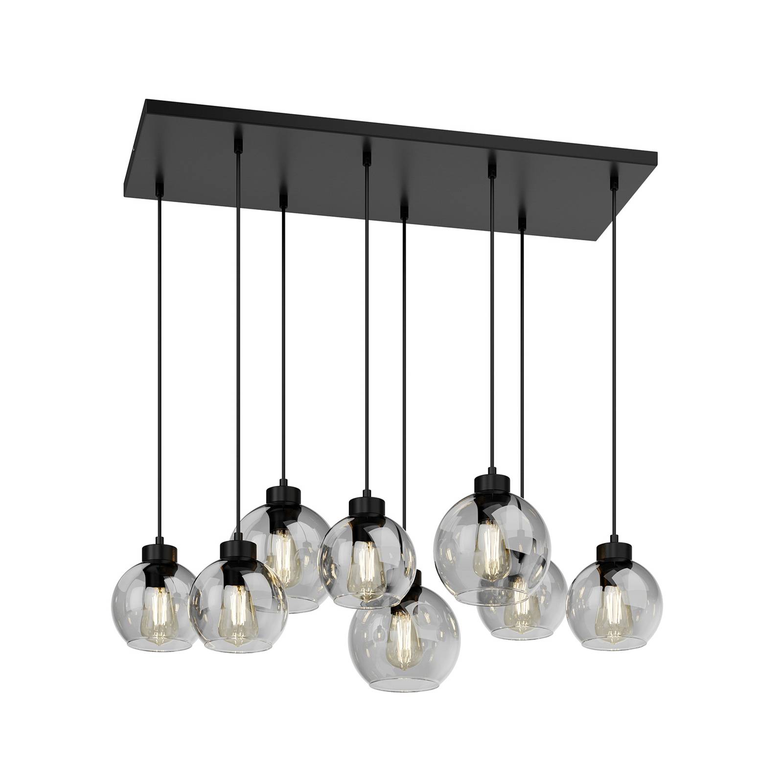 Hängeleuchte Cubus 95 cm lang 8-flammig rauchgrau Glas