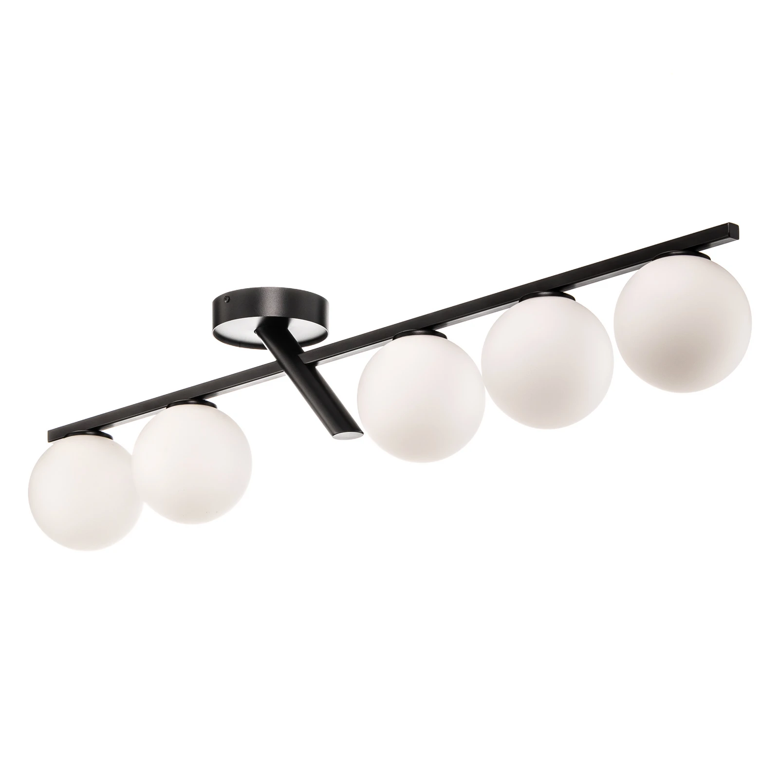 Plafón Baleo, negro/ópalo, 5 luces