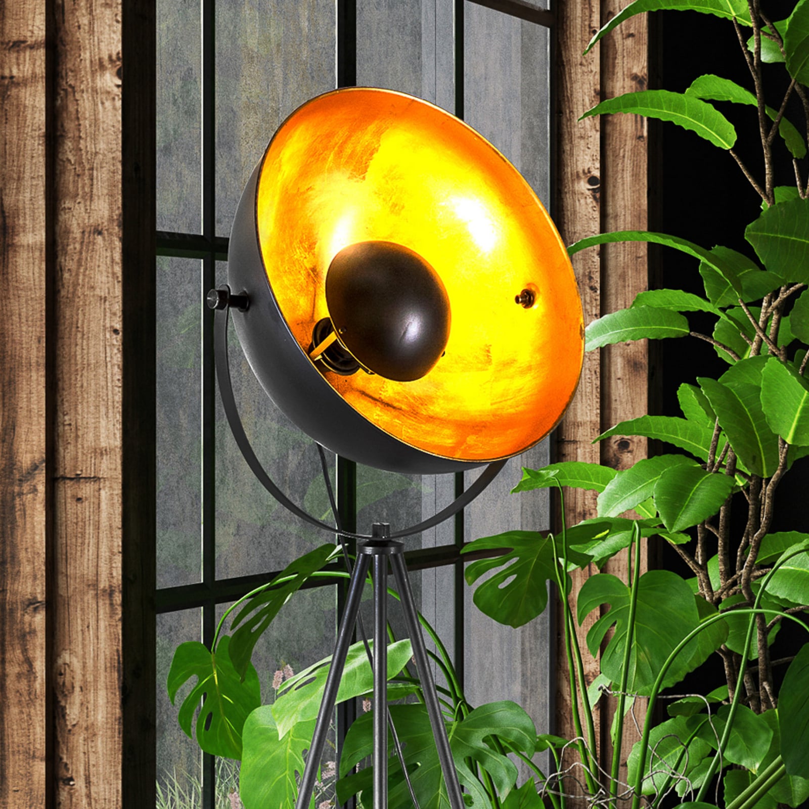 Lampa stojąca Timo, czarno-złota, metalowa, wysokość 153 cm, E27 Lampa stojąca Timo, czarno-złota, metalowa, wysokość 153 cm, E27