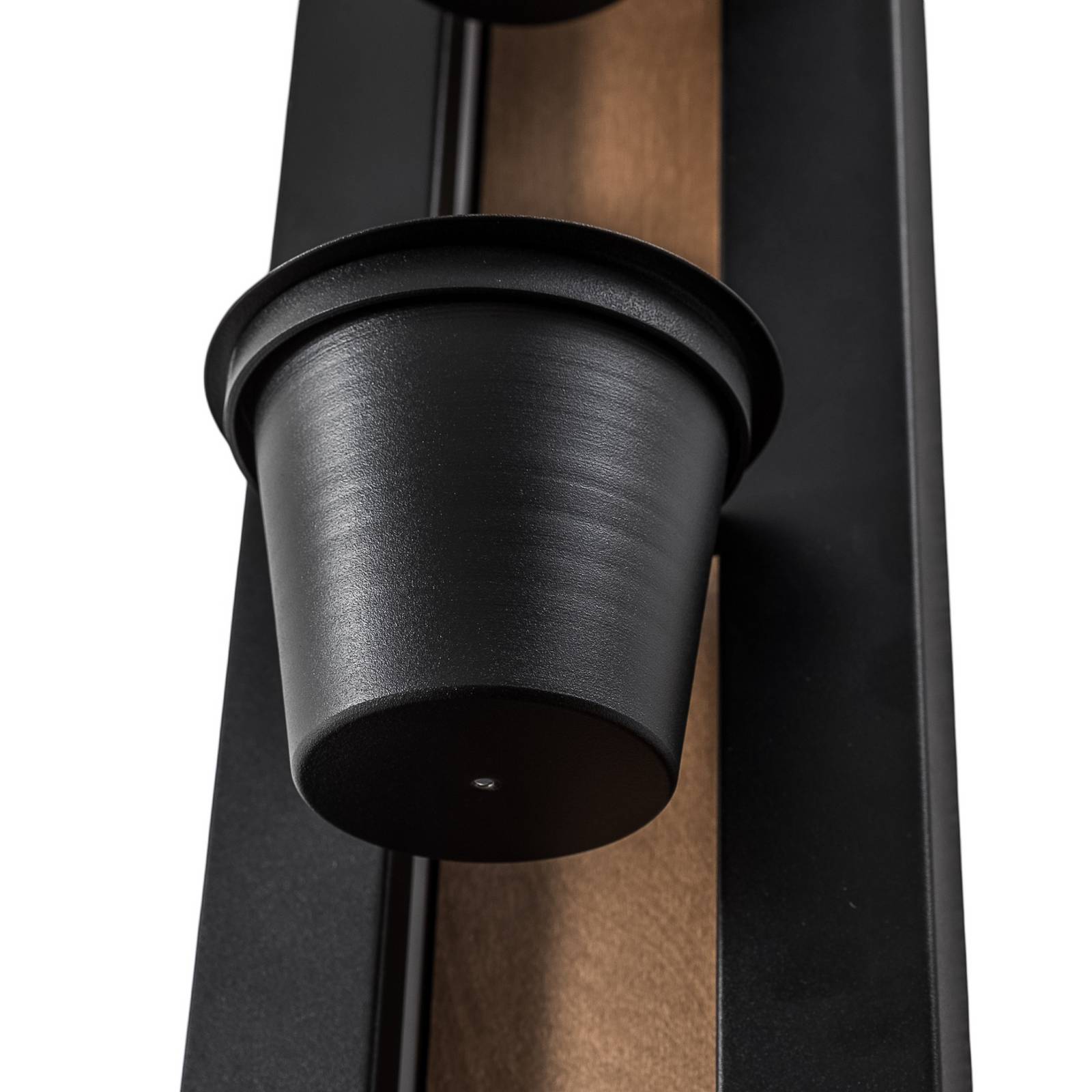 Kinkiet Shelf, stalowy w kolorze czarnym/drewnianym, wysokość 90 cm