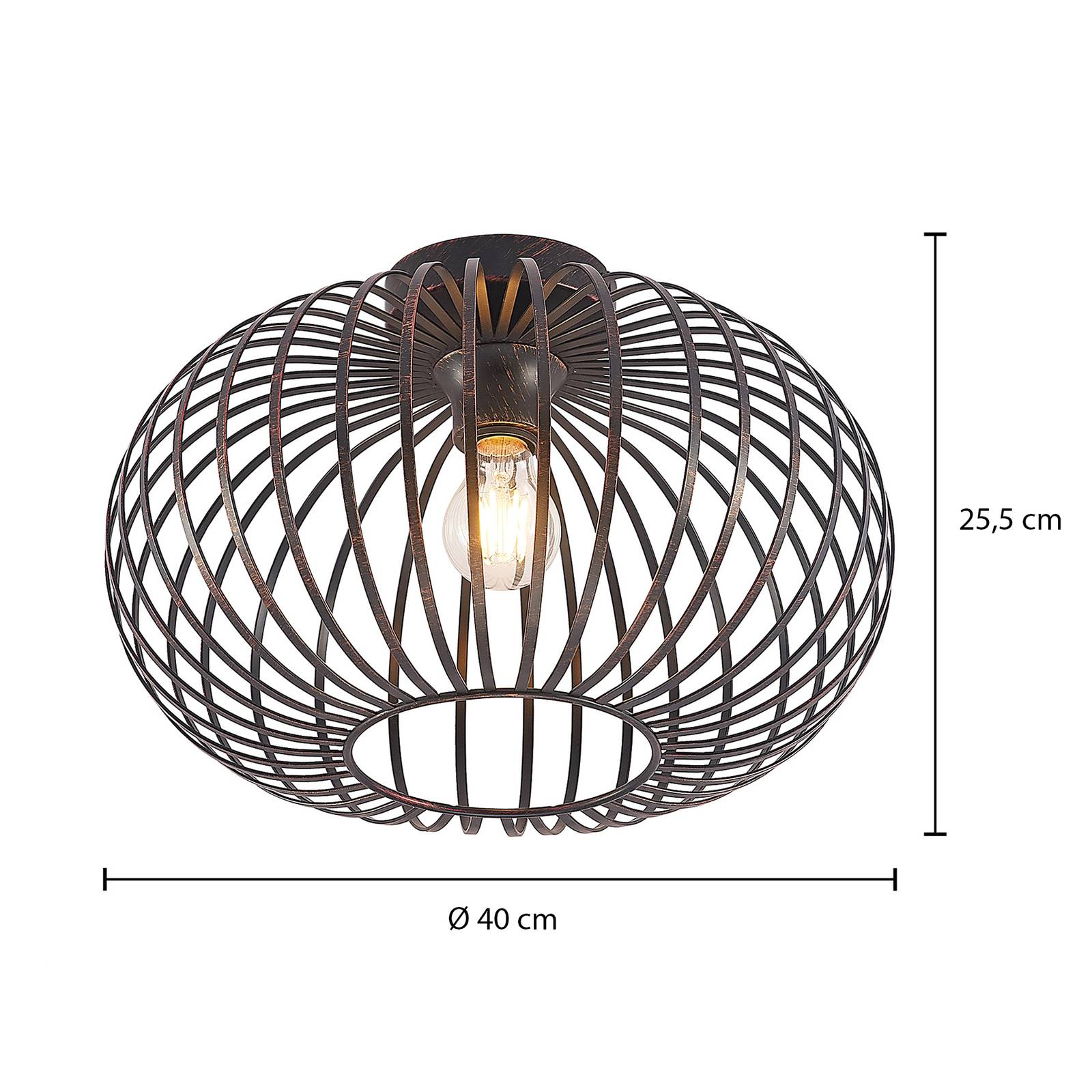 Lampa sufitowa Lindby Rosalea, kolor miedziany, metal, 40 cm, E27