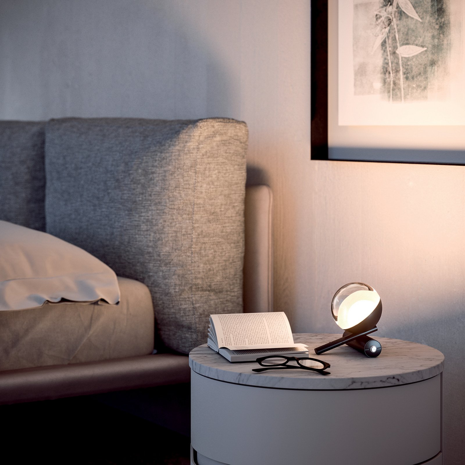 LED-Tischleuchte Rossini, schwarz, Aluminium, PMMA, Dimmer