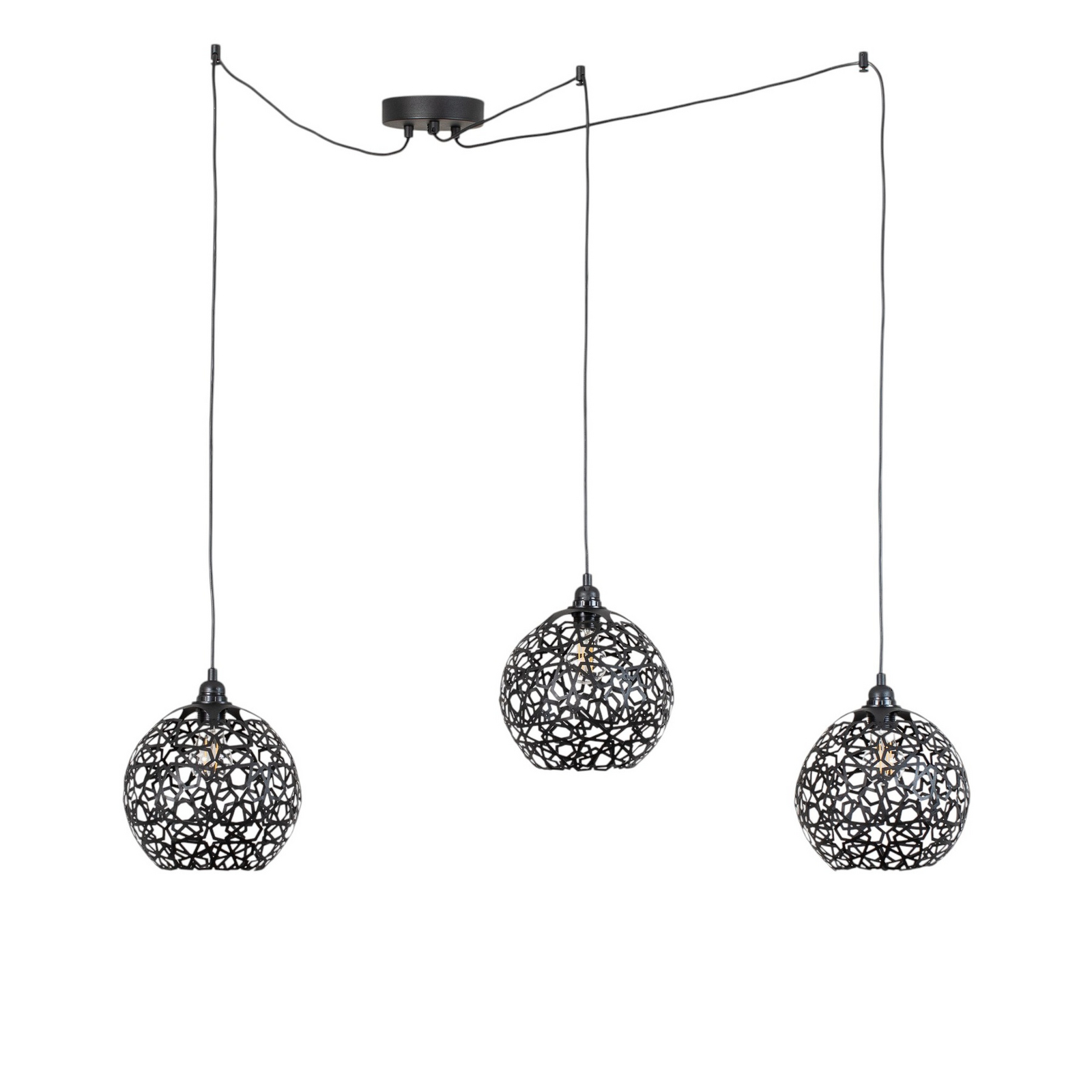 Suspension Fellini MR-897 à 3 lampes décentrée noire