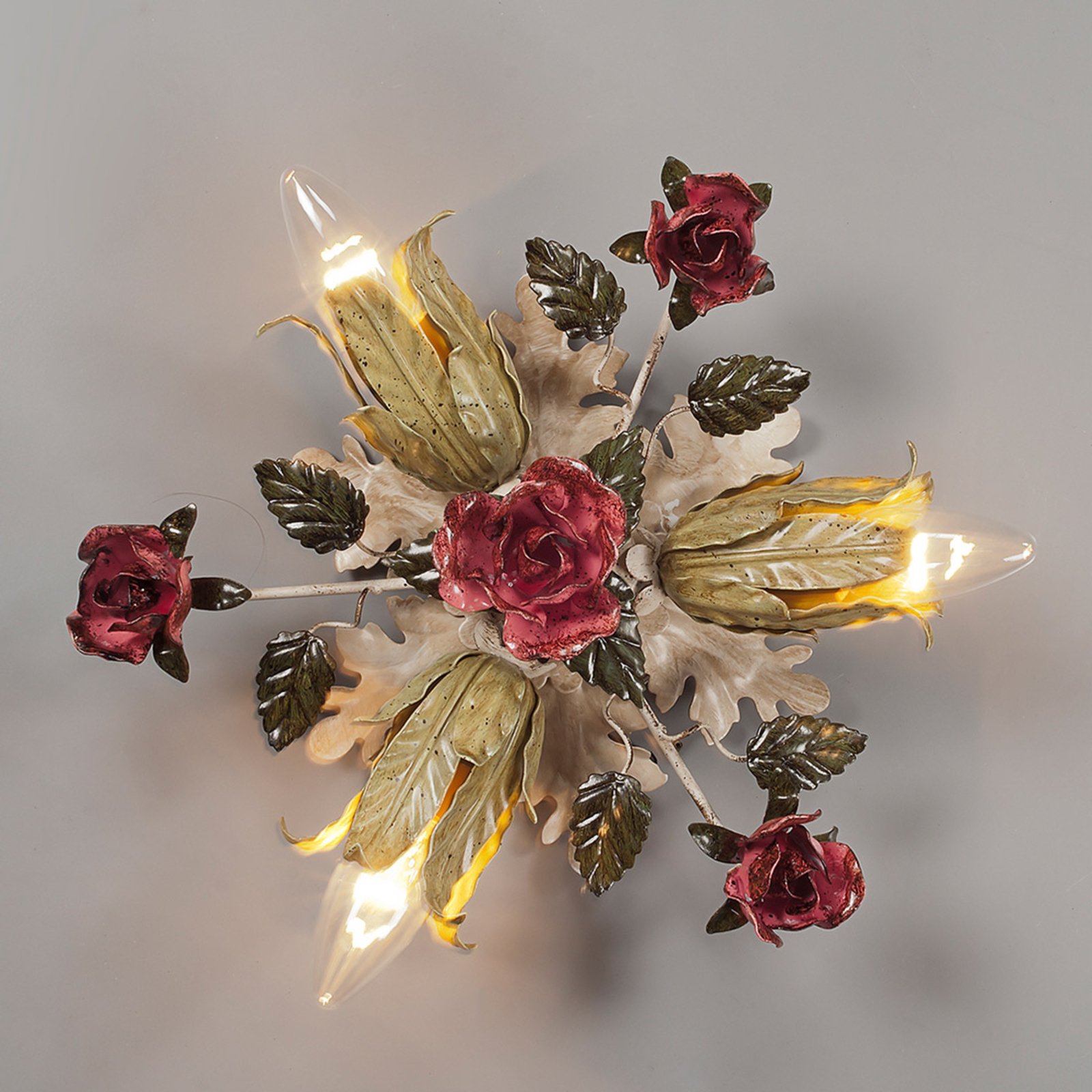 Ferro Luce Fiama three-bulb Florentine ceiling light, for Living / Dining Room, metal, E14, 40 W, energy efficiency: A++, H: 17 cm