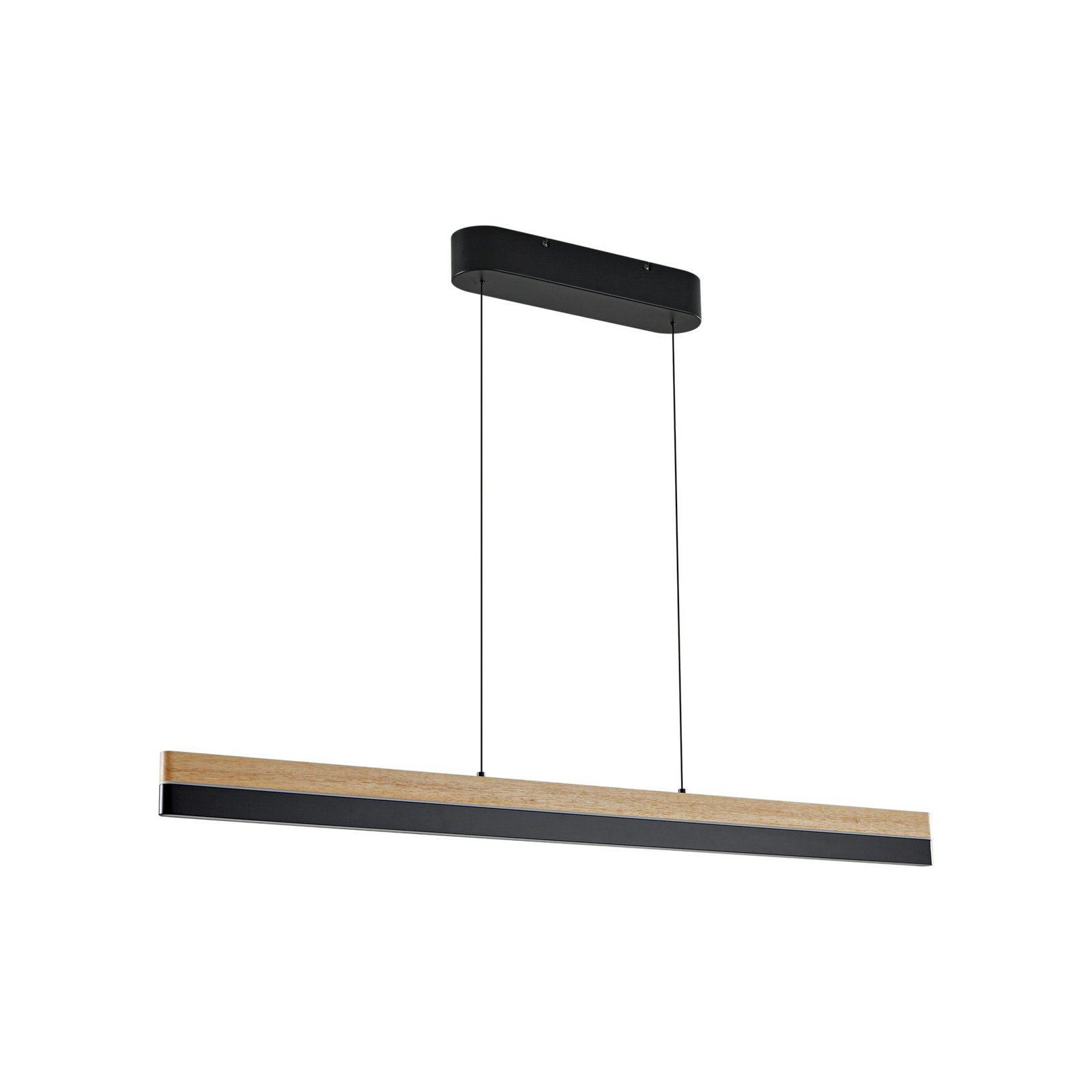 Holven Lampada LED a sospensione, legno, CCT, lunghezza 113 cm - Lucande