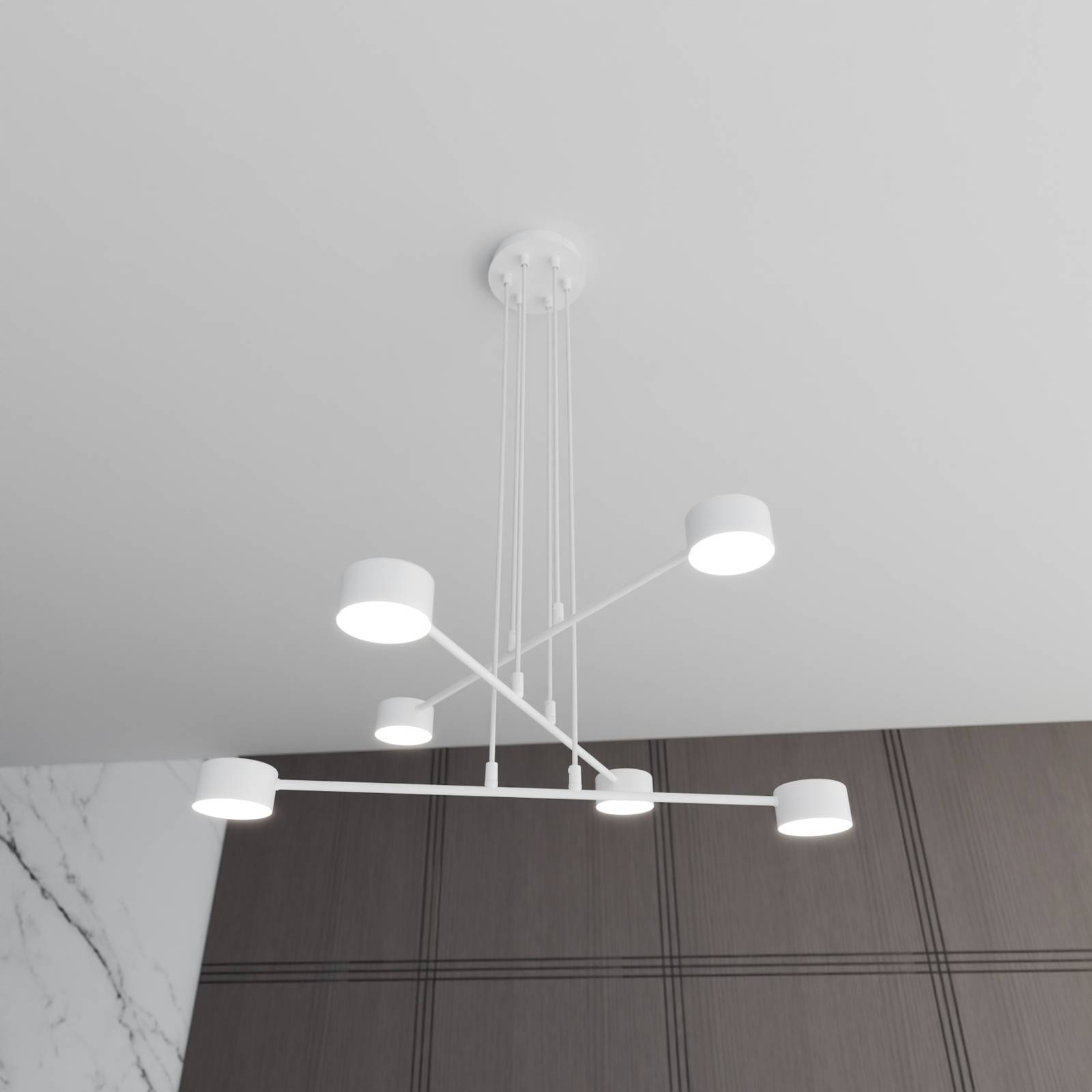 EMIBIG LIGHTING Suspension Modus 6 acier à 6 lampes GX 53 blanc