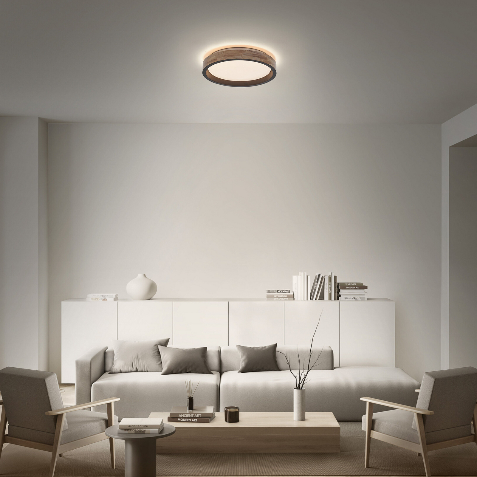 Φωτιστικό οροφής LED OSRAM ORBIS MARIANO ξύλο/μαύρο Ø 51 cm με ρυθμιστή έντασης Φωτιστικό οροφής LED OSRAM ORBIS MARIANO ξύλο/μαύρο Ø 51 cm με ρυθμιστή έντασης