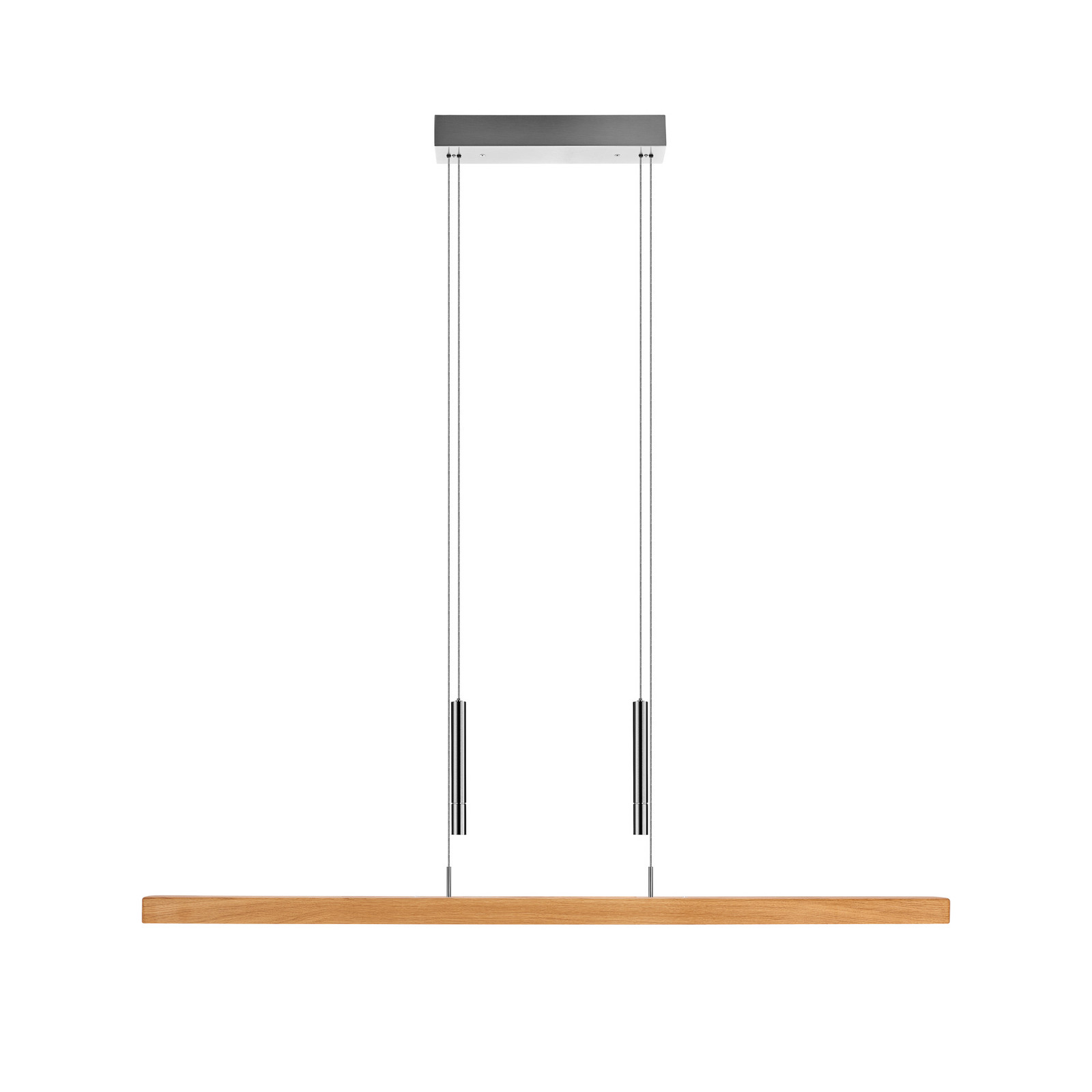 HerzBlut Lampă suspendată LED Leonora lemn sus/jos dimabil - Camera de zi / sufragerie - modern - stejar uleiat nichel mat periat