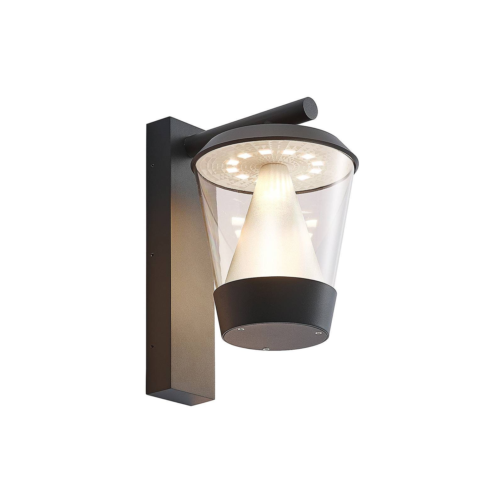 Lucande Tiany LED outdoor wall light, hanging, aluminium, polycarbonate, 11 W, W: 17.5 cm, H: 30.1 cm
