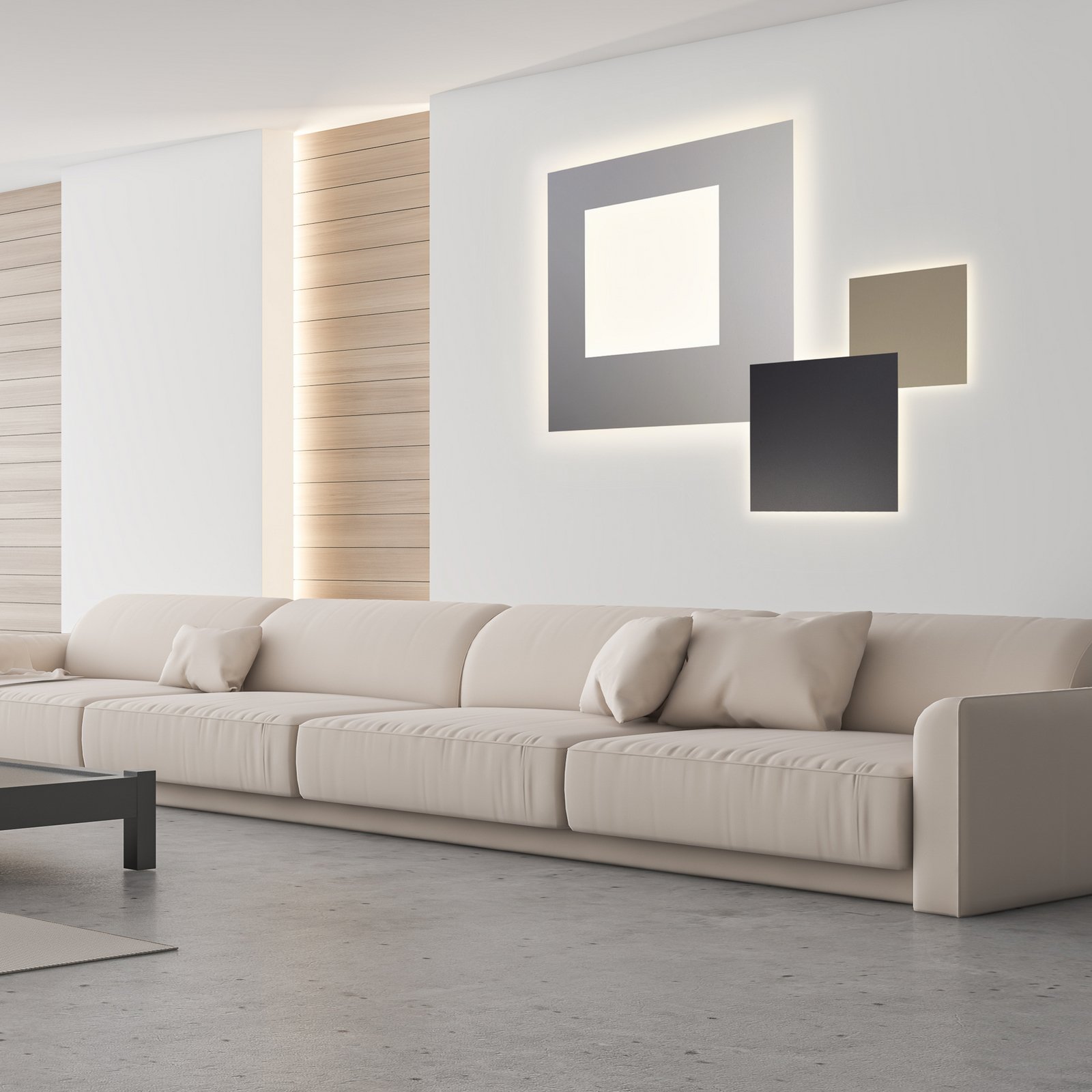 LED-væglampe BLADE Q, taupe, 34 x 34 cm, metal, dæmpbar