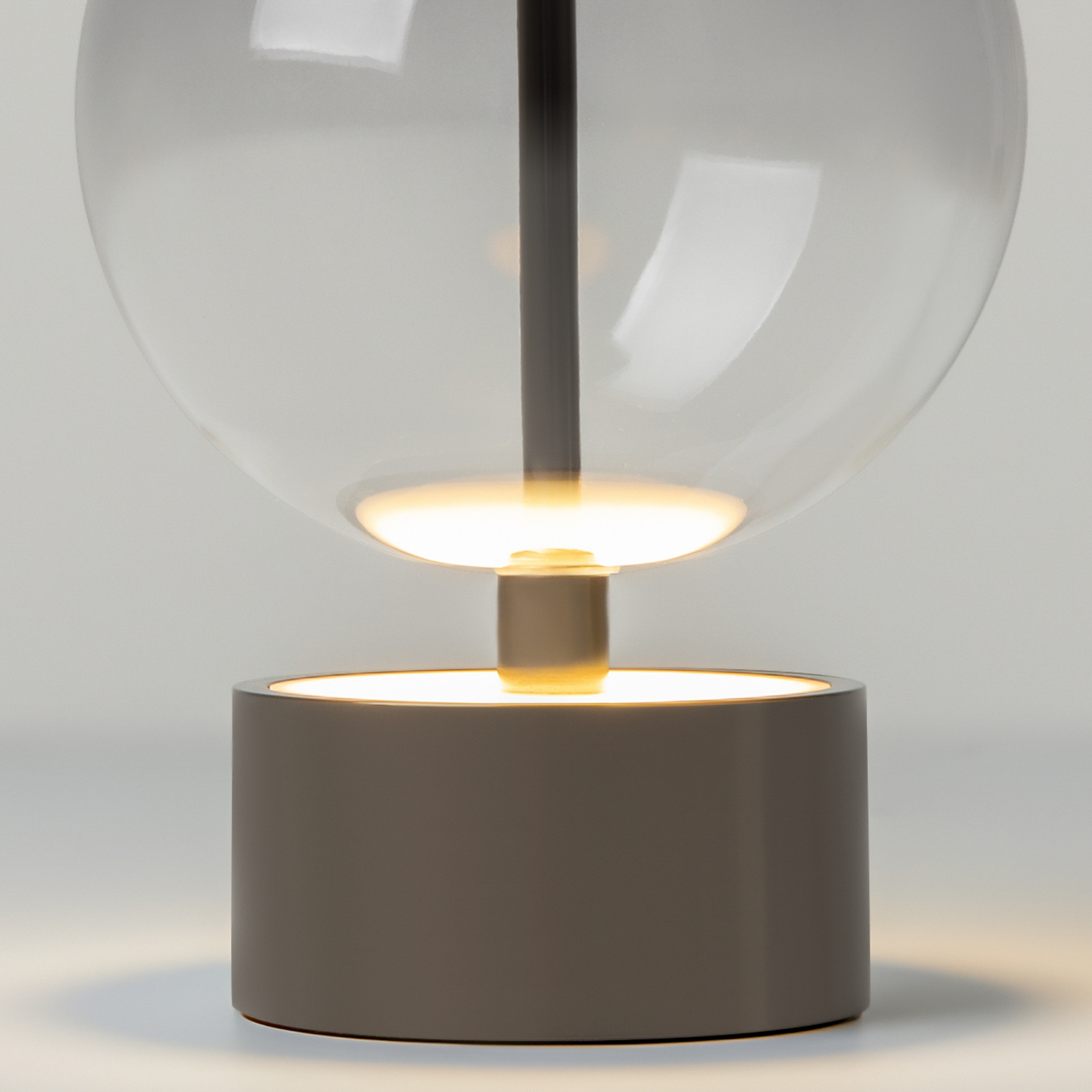 DOUBLE MOON rechargeable LED table lamp, smoky grey, height 25 cm, glass DOUBLE MOON rechargeable LED table lamp, smoky grey, height 25 cm, glass