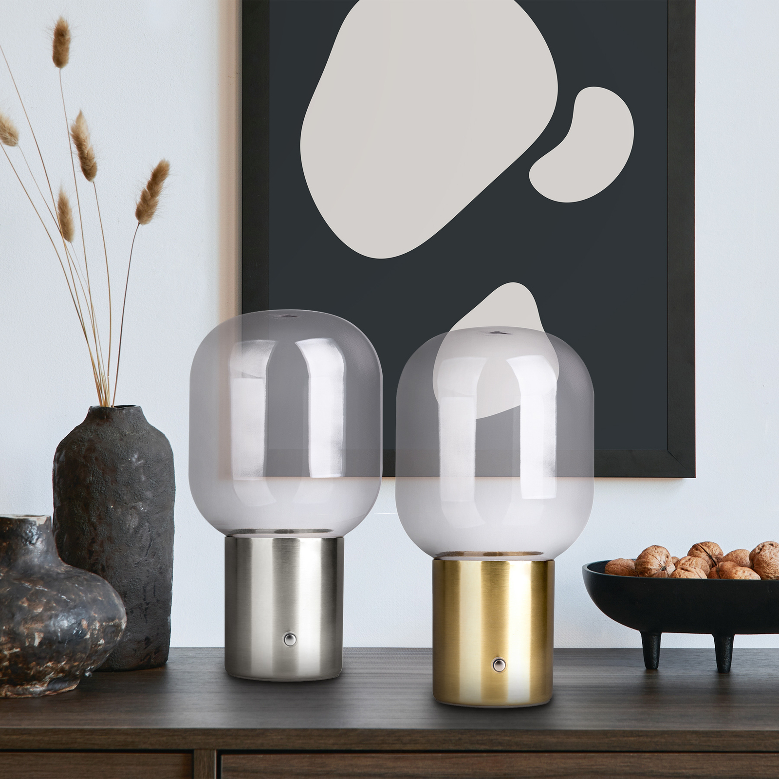 LED dekor stolní lampa Albero, aku, základna ocel