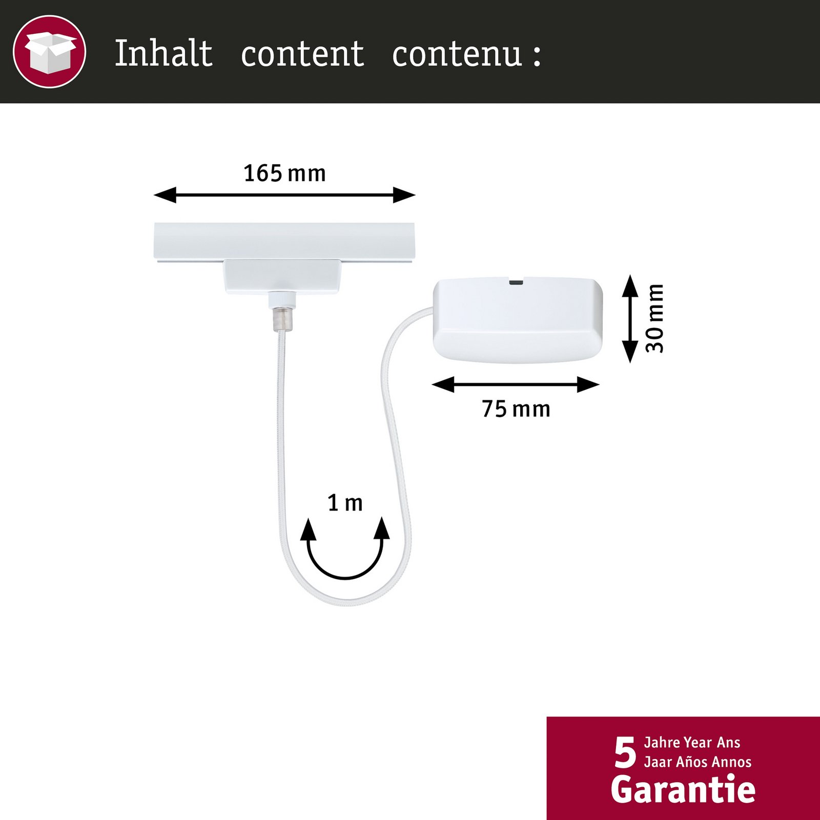Paulmann URail Kabeleinspeisung Zigbee 1 m, weiß