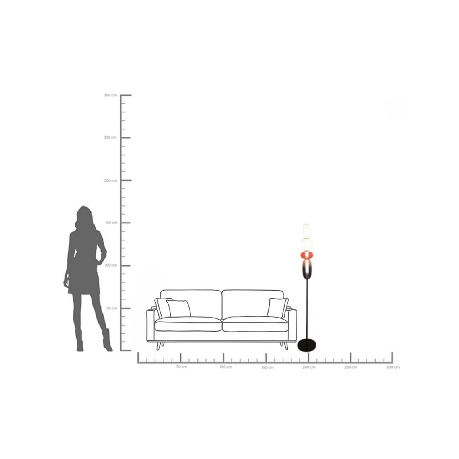 lampe sur pied KARE Sugar, multicolore, verre, 150 cm, G9