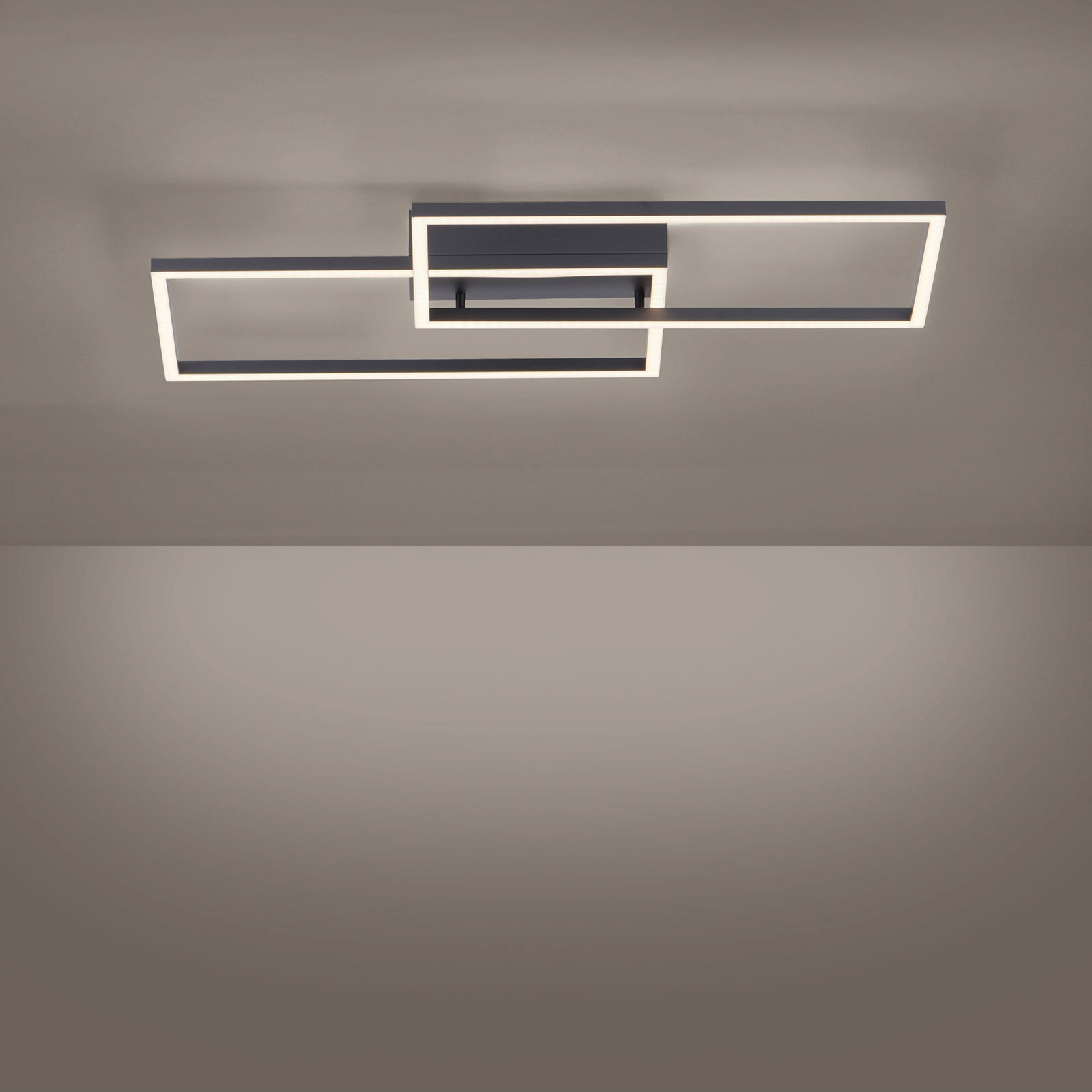 Plafonnier LED Iven, dim, noir, 60,5x32,5 cm