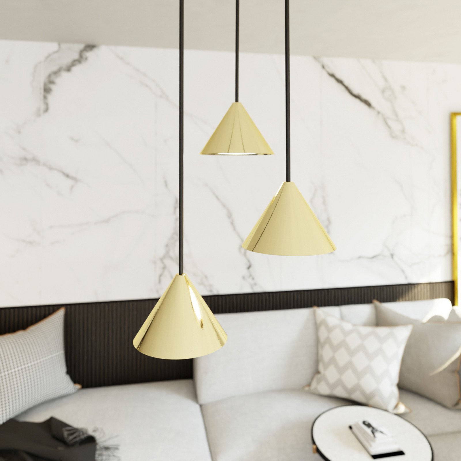 EMIBIG LIGHTING Lampă suspendată Elit 3 becuri Ø 20 cm negru/auriu metal - Camera de zi / sufragerie - Modern - negru auriu