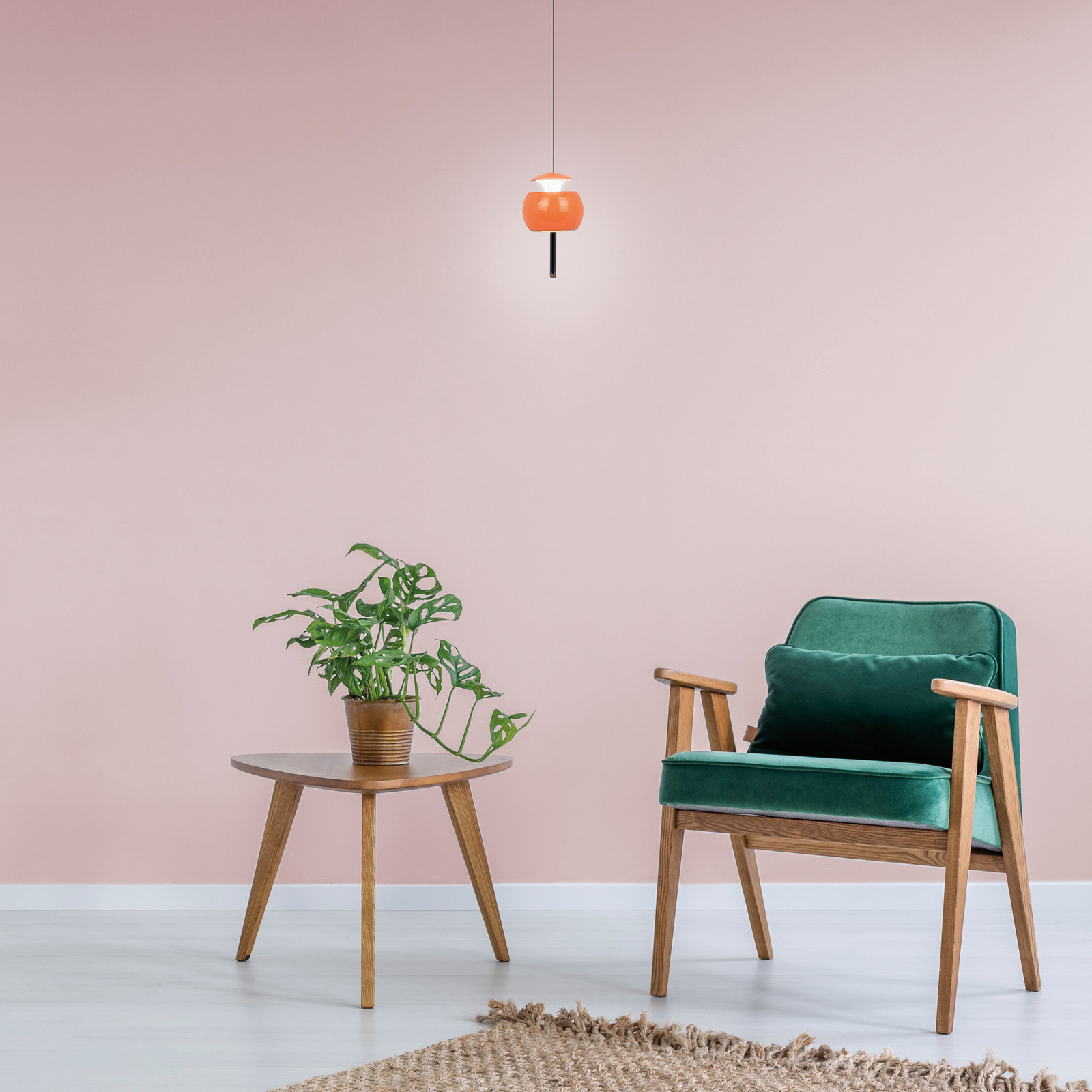 Mantra Iluminación LED viseća lampa Roller, narančasta, podesiva po visini, potezna šipka - Dnevni boravak/blagovaonica - Aluminij
