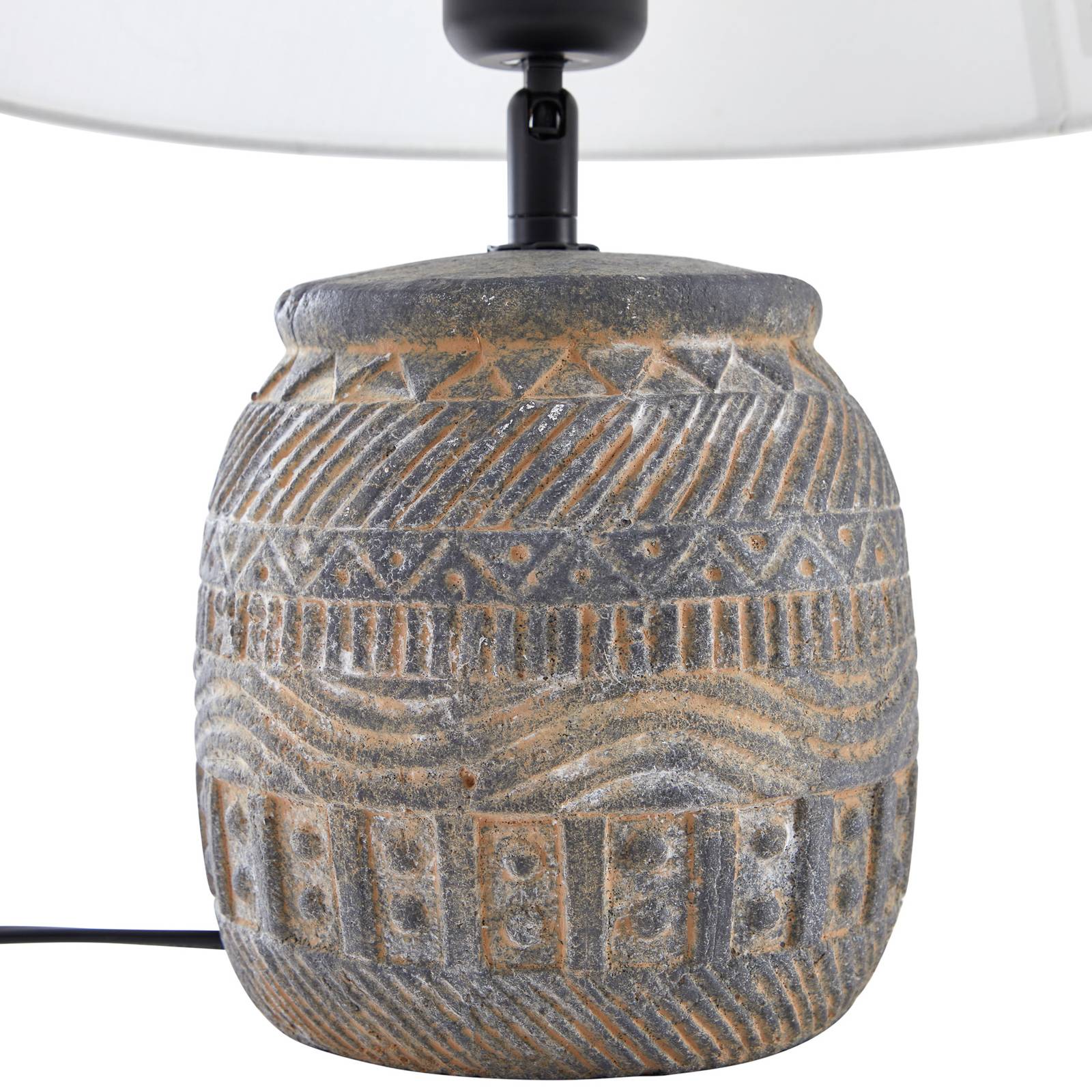 Lampa stołowa Lindby Aelith, Ø 30 cm, szara, ceramiczna, E27