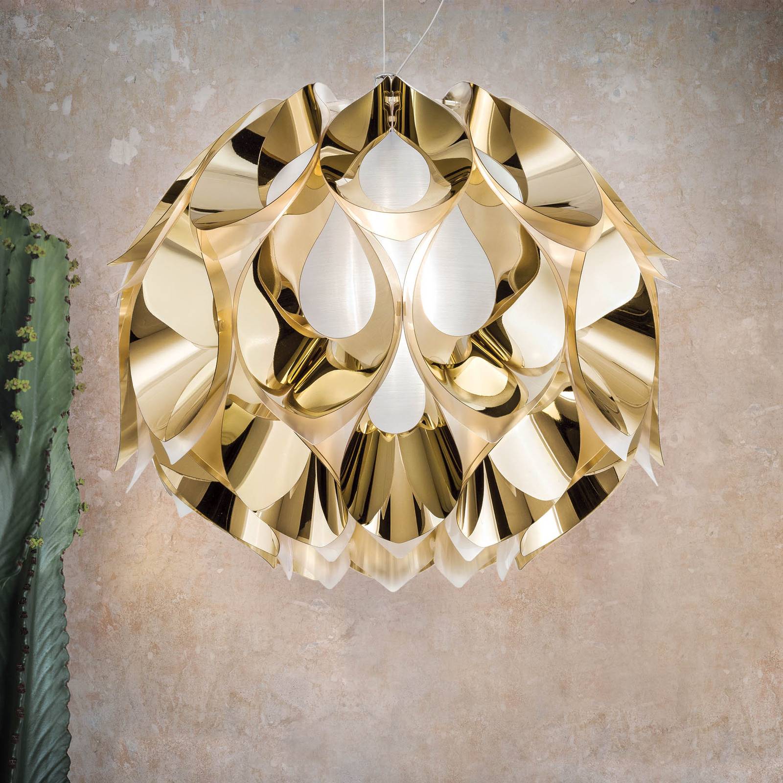Przepiękna lampa wisząca FLORA, złota, 36 cm