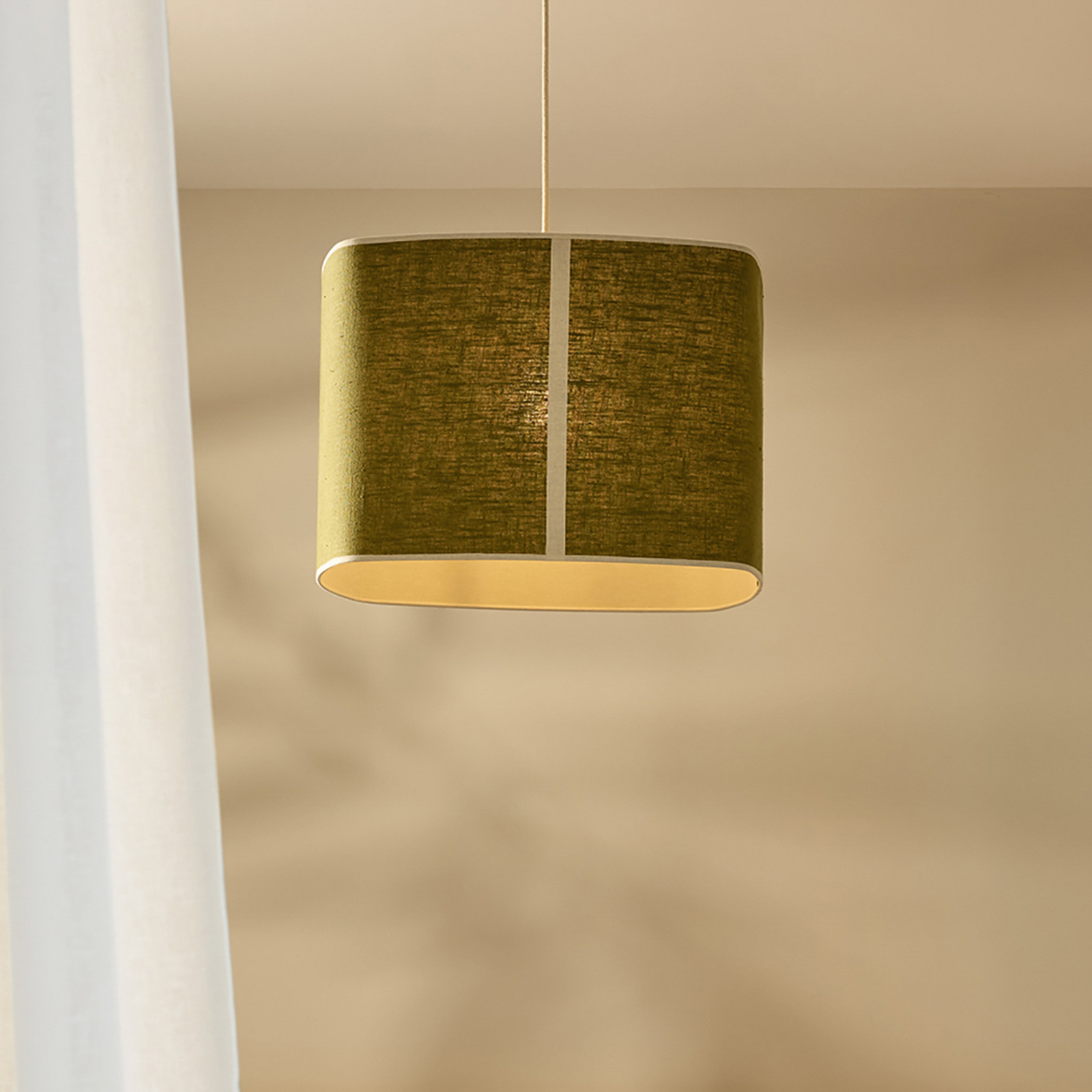 MARKET SET Lampă suspendată Dolce verde avocado in E27 - Camera de zi / sufragerie - Design - Țesătură / Textil