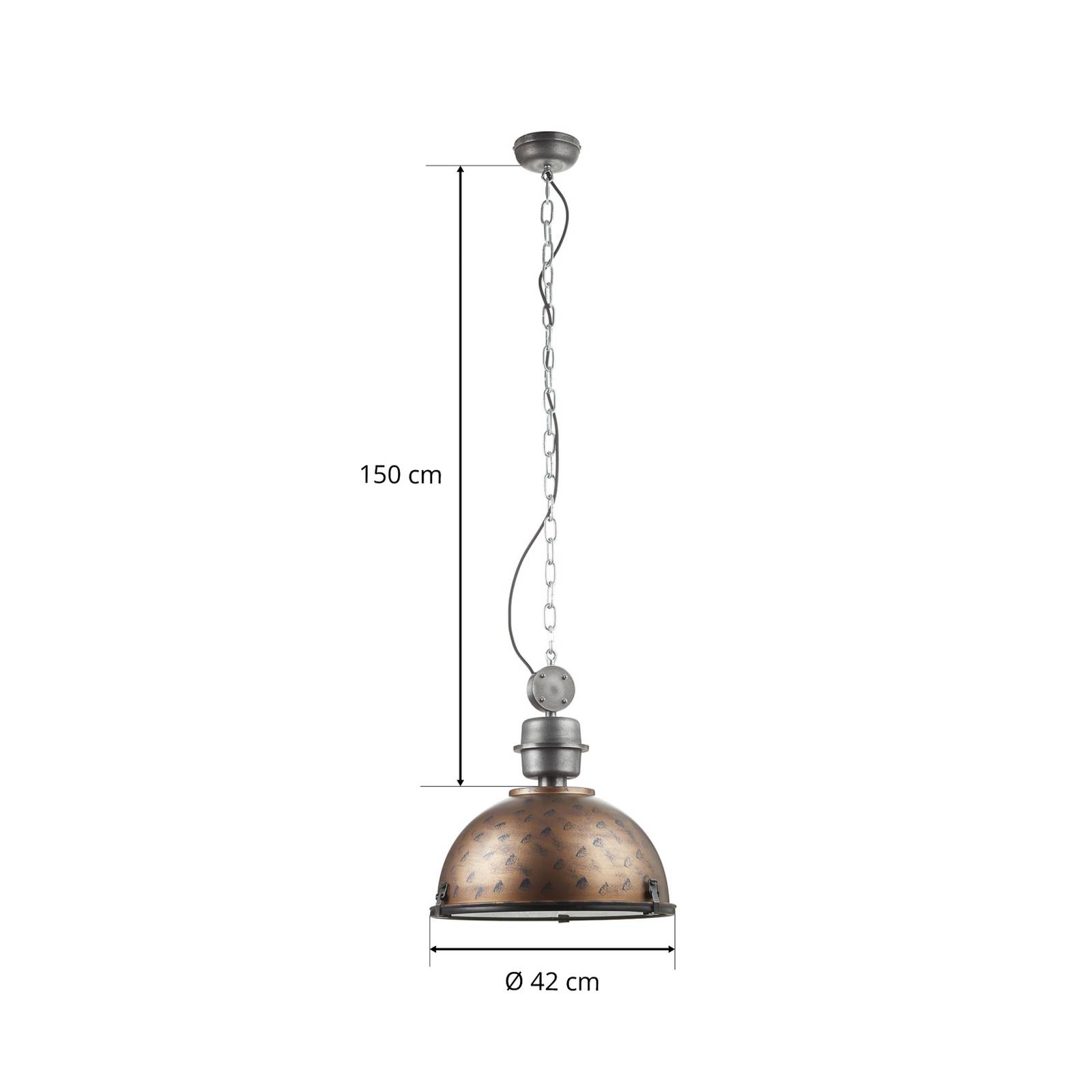 Miedziano-brązowa lampa wisząca Bikkel o industrialnym wyglądzie